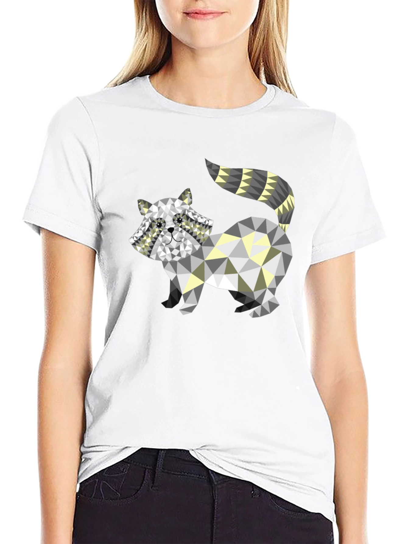 Geometric Raccoon Graphic Tee - Modern Style