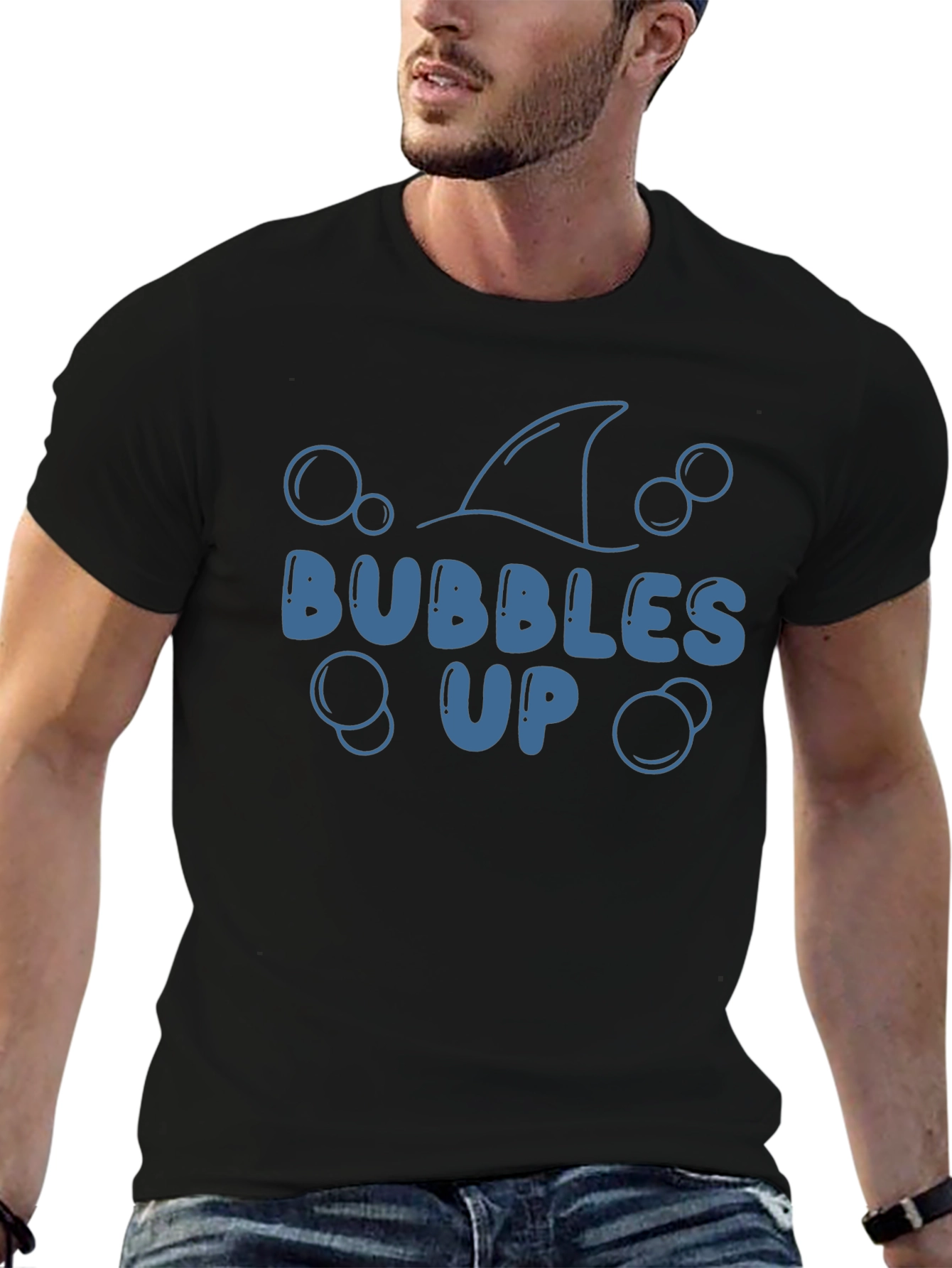 Bubbles Up T-Shirt - Shark Fin Design