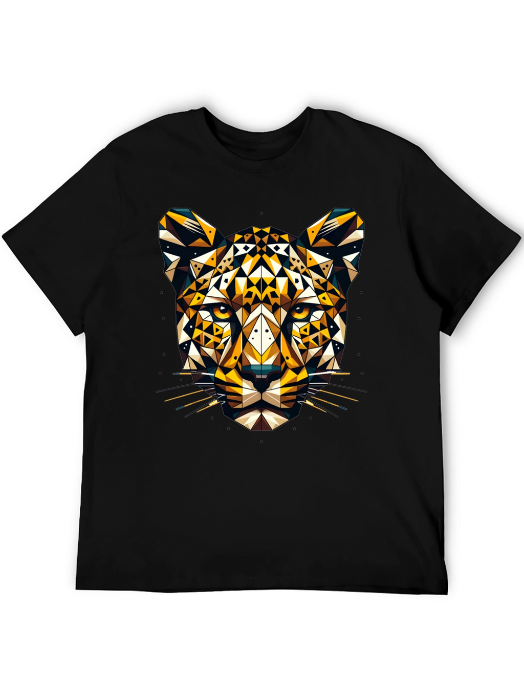 Geometric Leopard Graphic Tee - Black