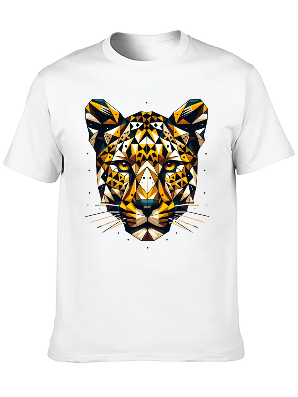 Geometric Leopard Graphic Tee - Black