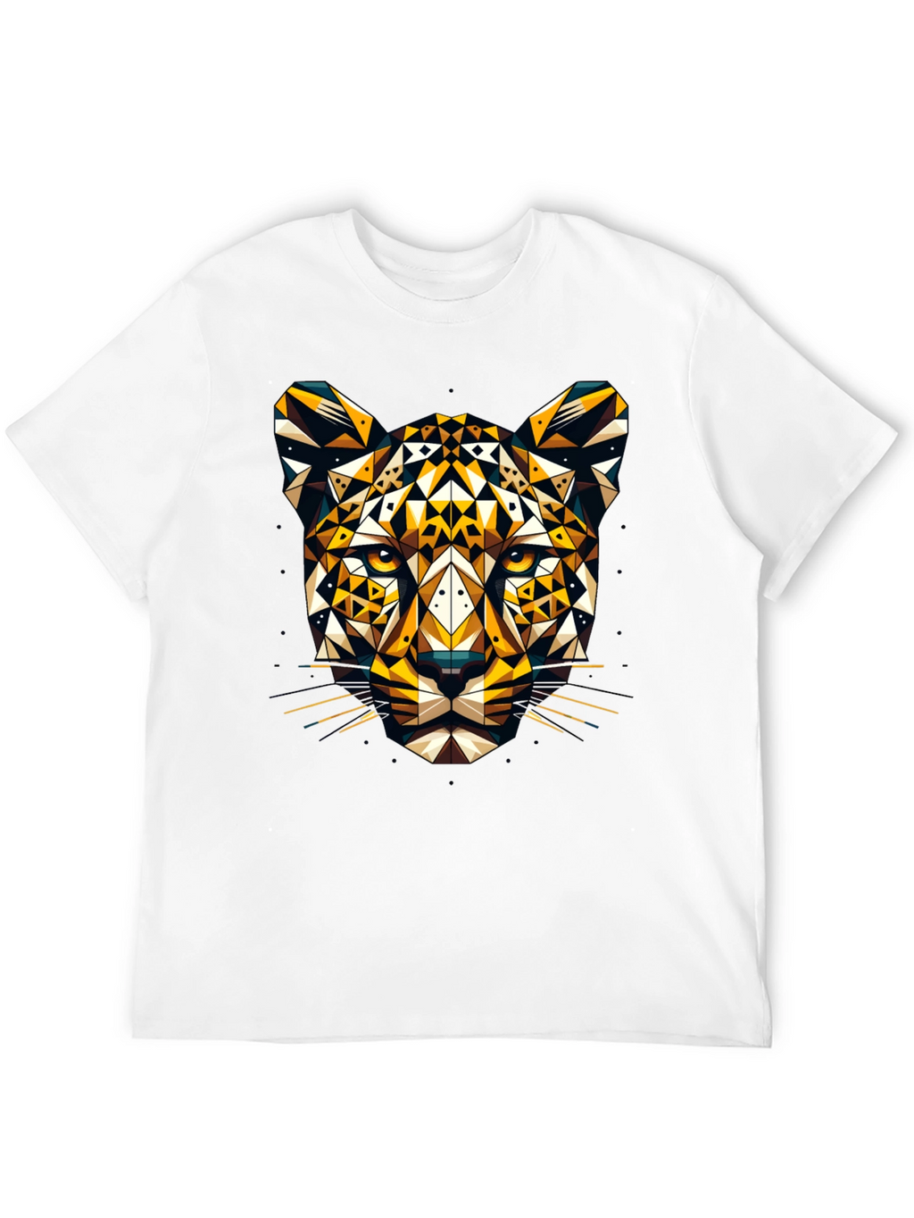 Geometric Leopard Graphic Tee - Black