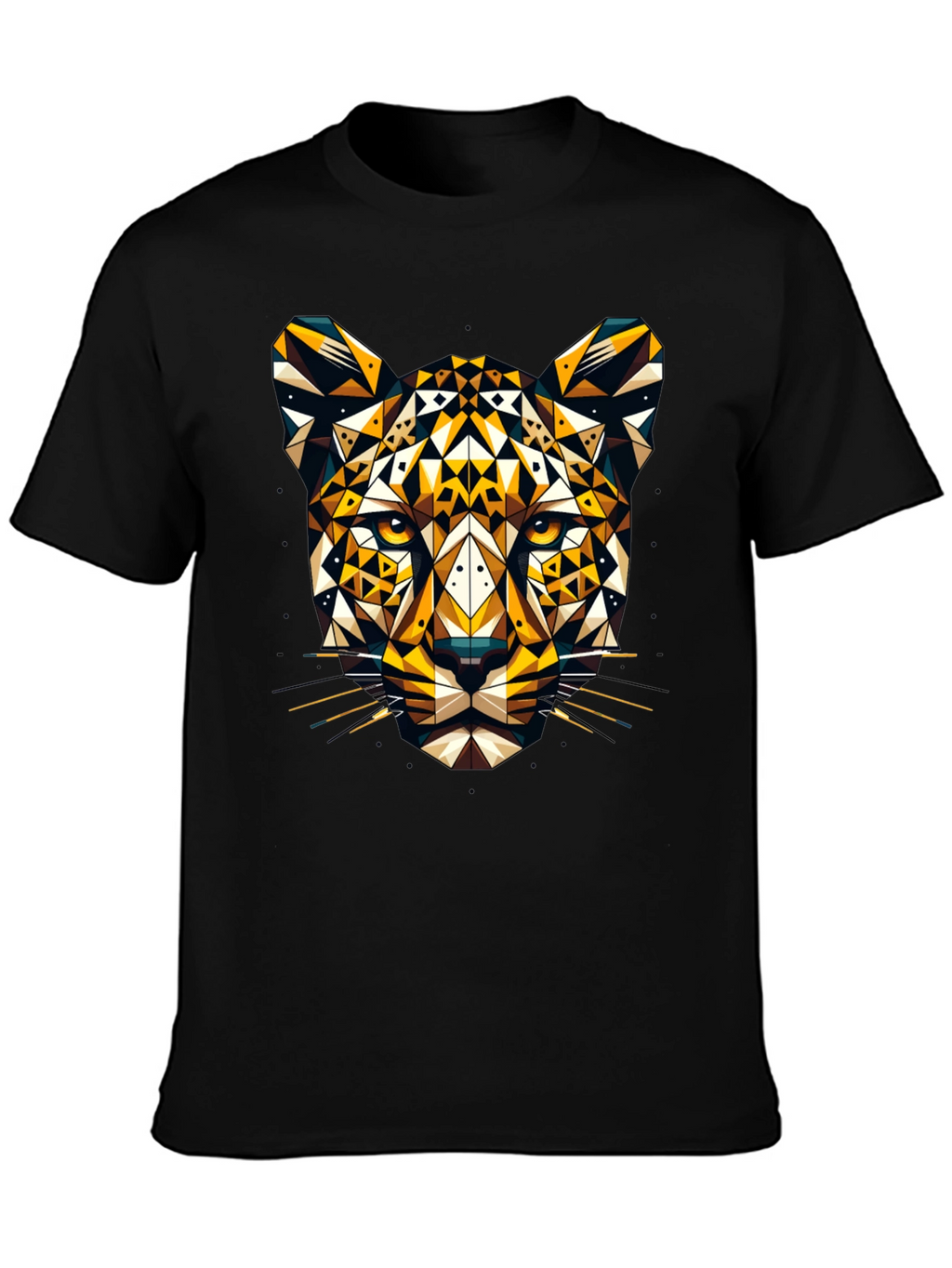 Geometric Leopard Graphic Tee - Black