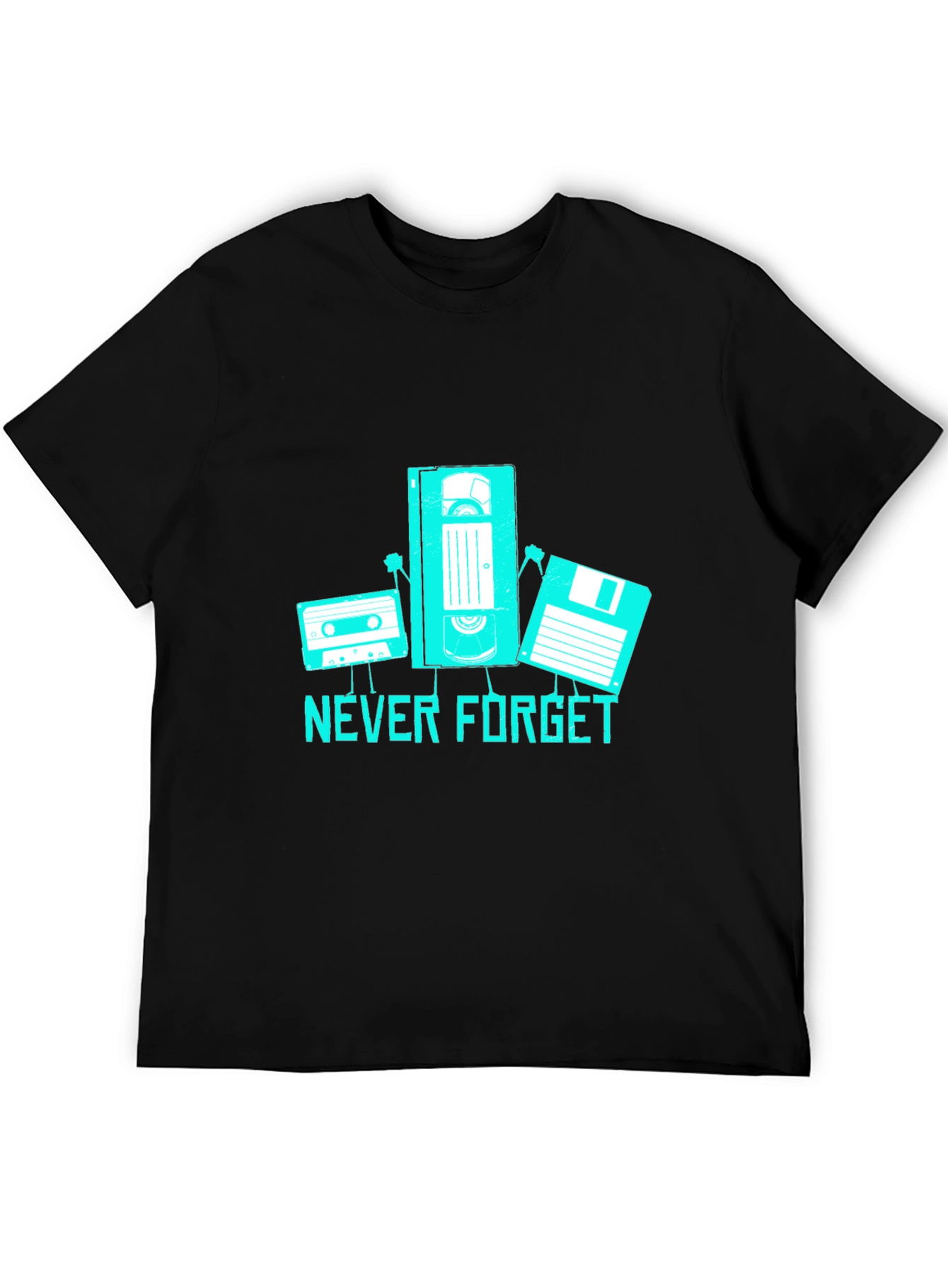 Never Forget Retro Tech Black T-Shirt