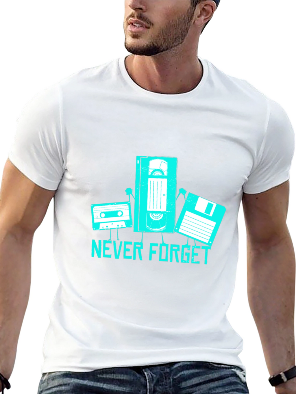 Never Forget Retro Tech Black T-Shirt