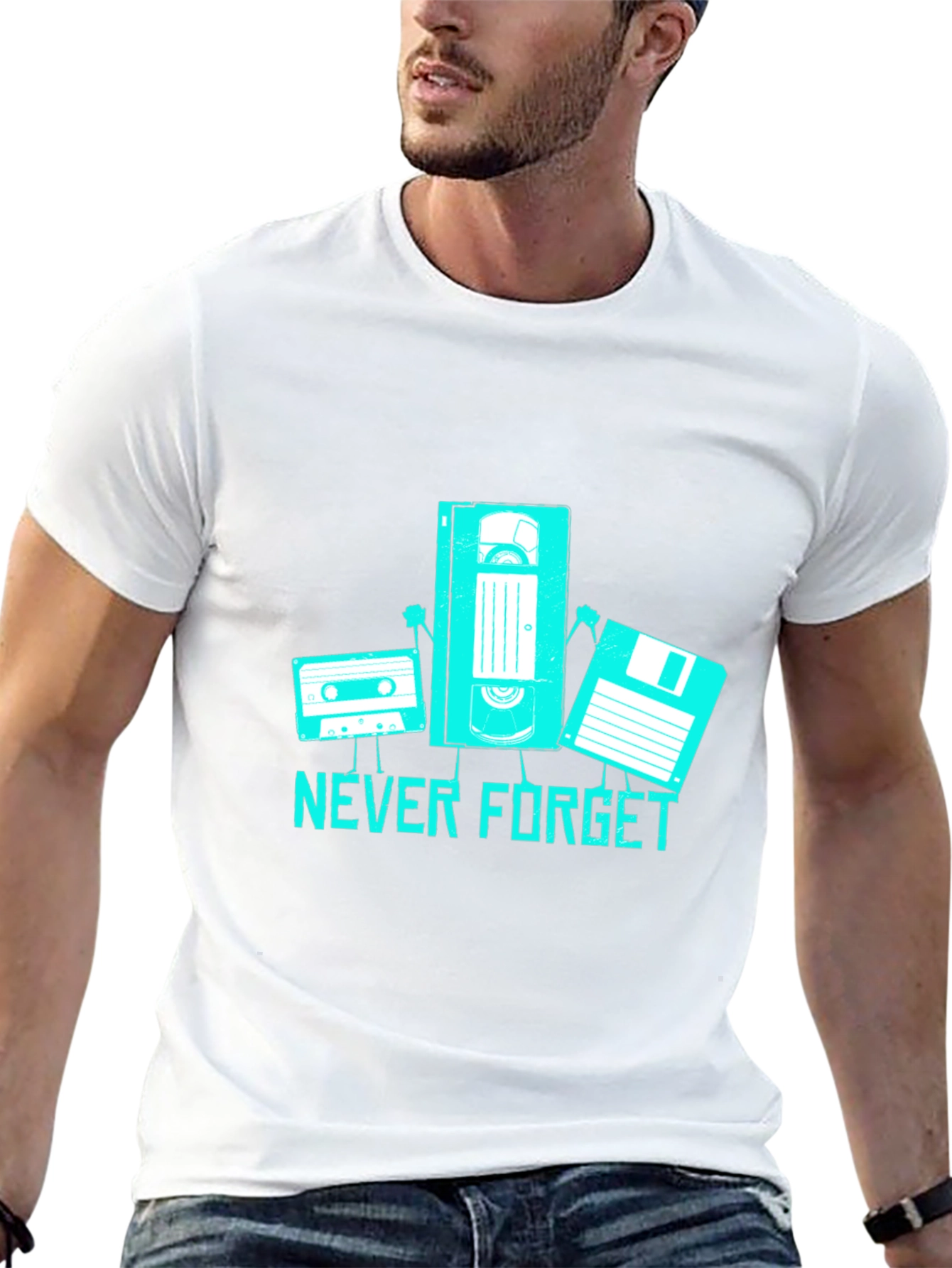 Never Forget Retro Tech Black T-Shirt