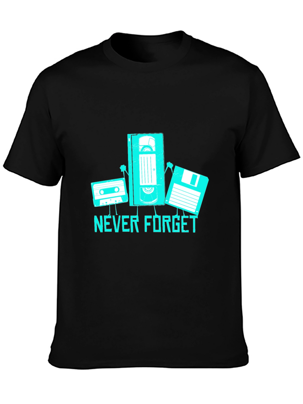 Never Forget Retro Tech Black T-Shirt