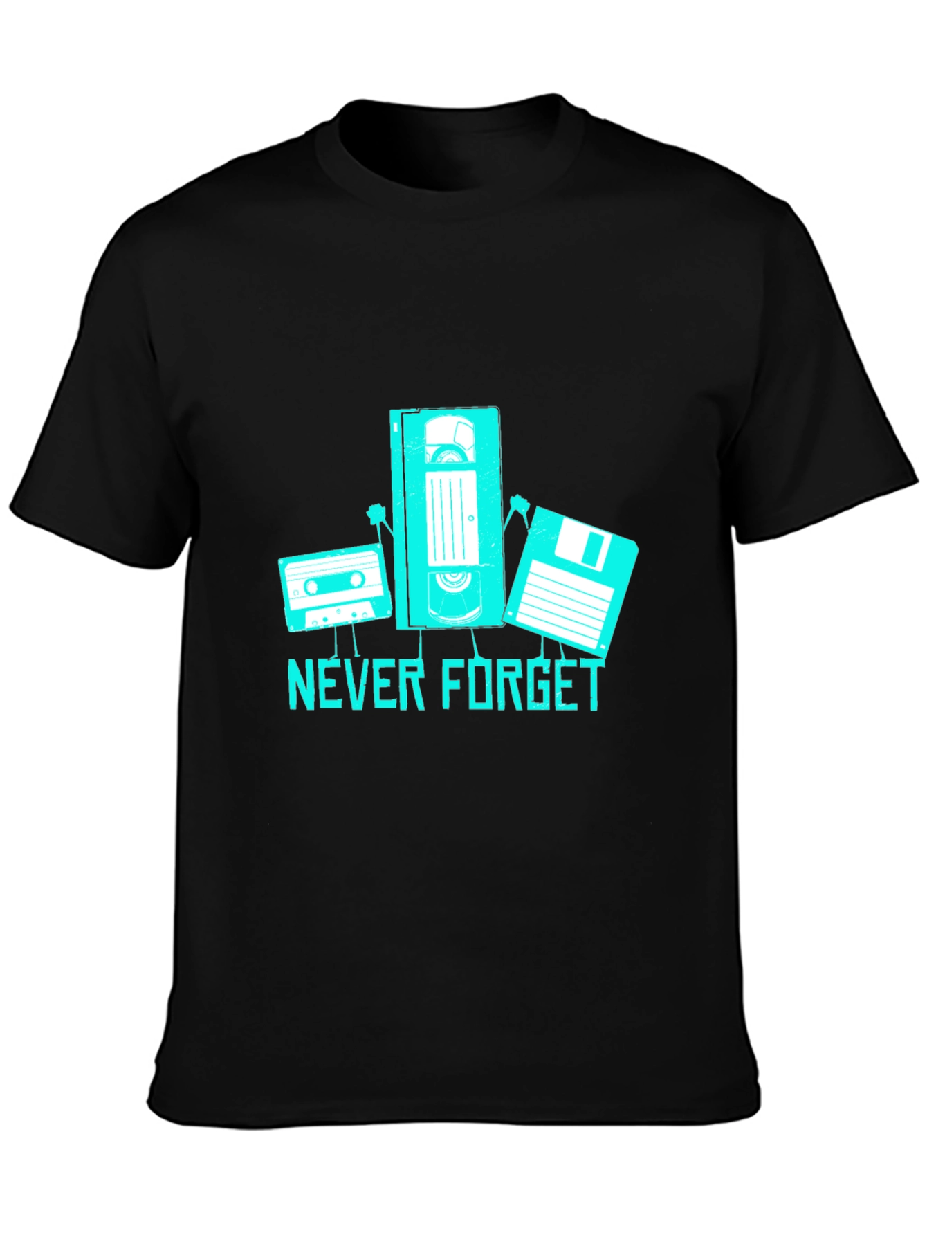 Never Forget Retro Tech Black T-Shirt
