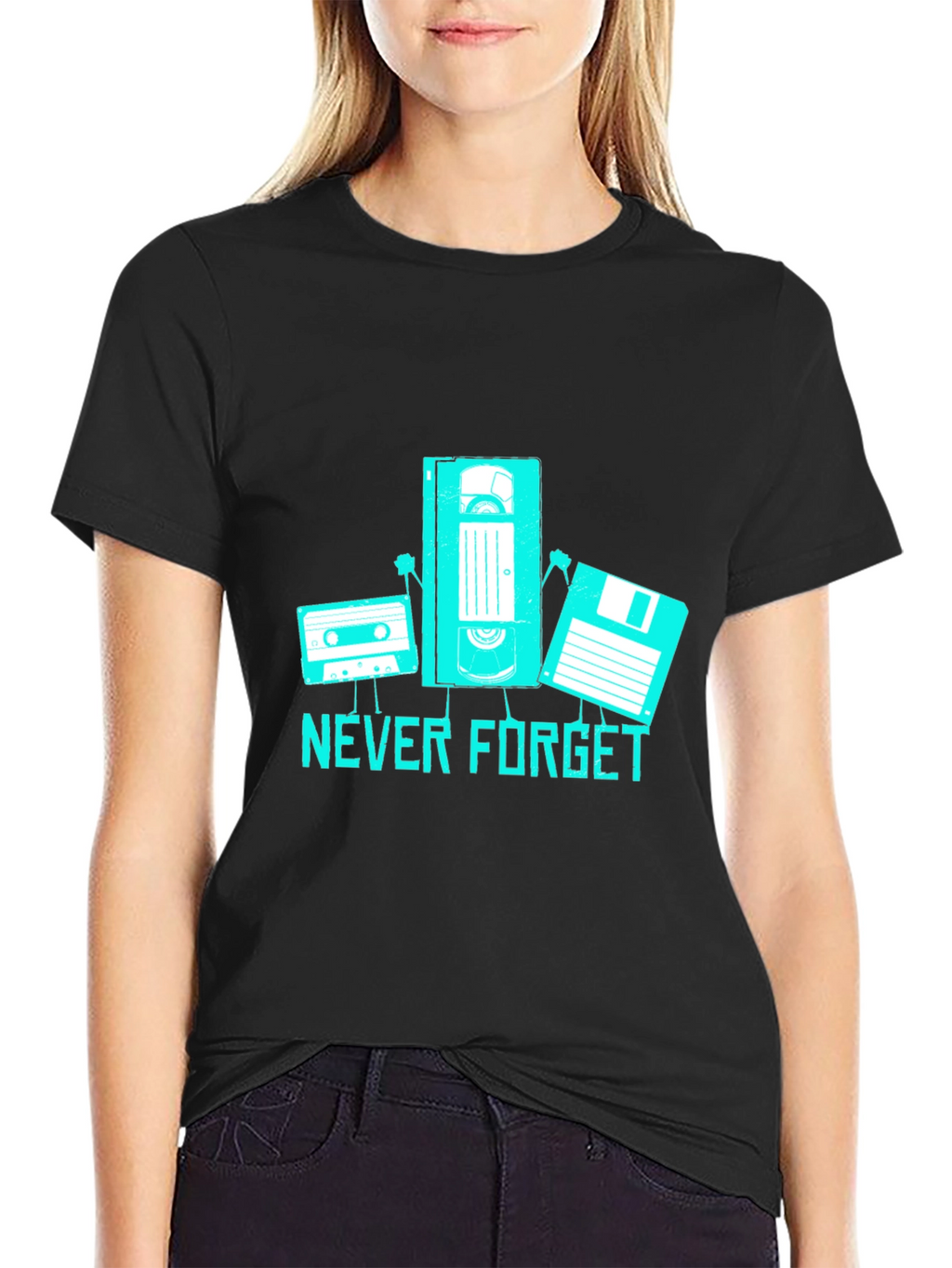 Never Forget Retro Tech Black T-Shirt