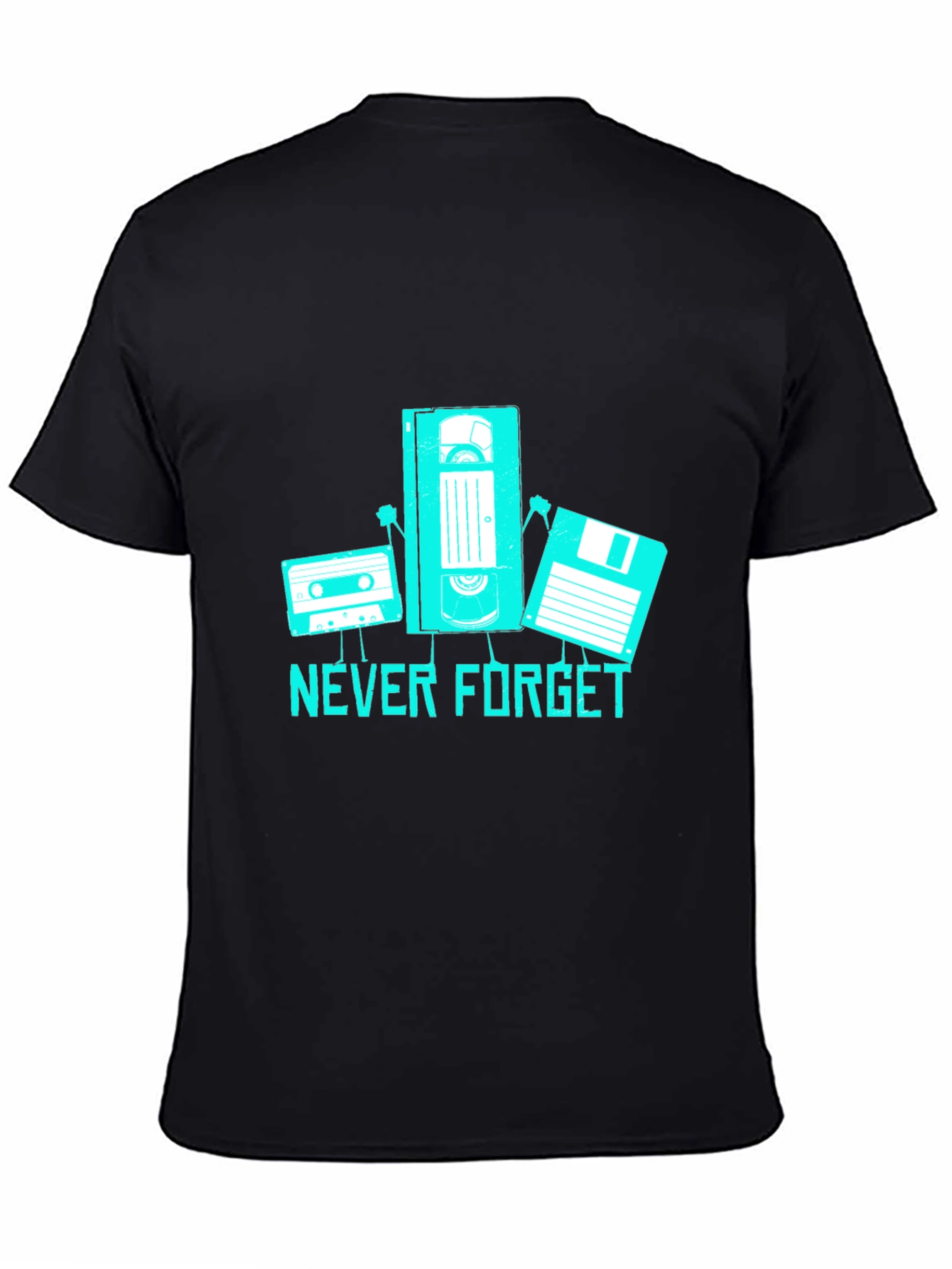 Never Forget Retro Tech Black T-Shirt