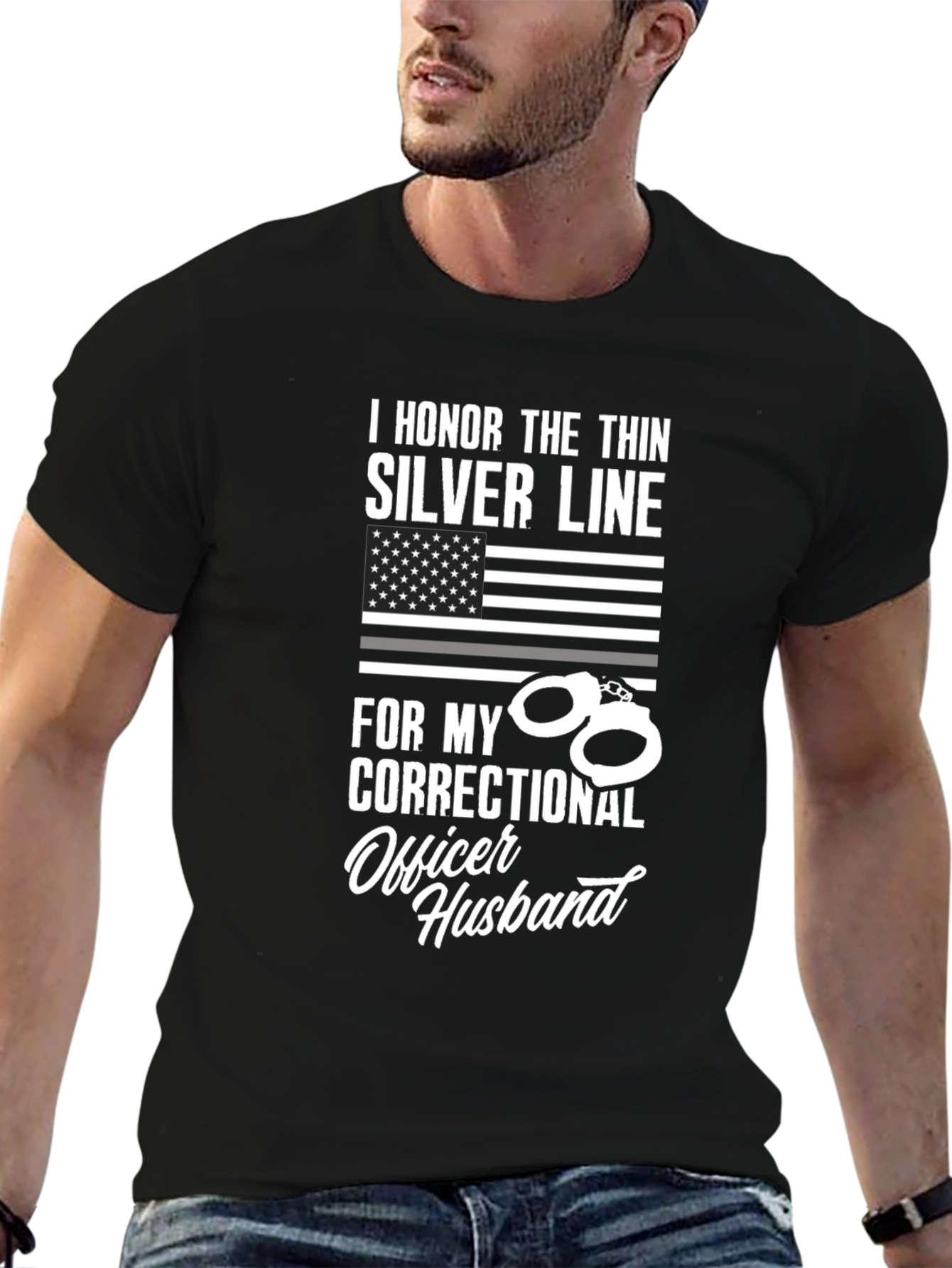 I Honor The Thin Silver Line Correctional Officer Husband T-Shirt