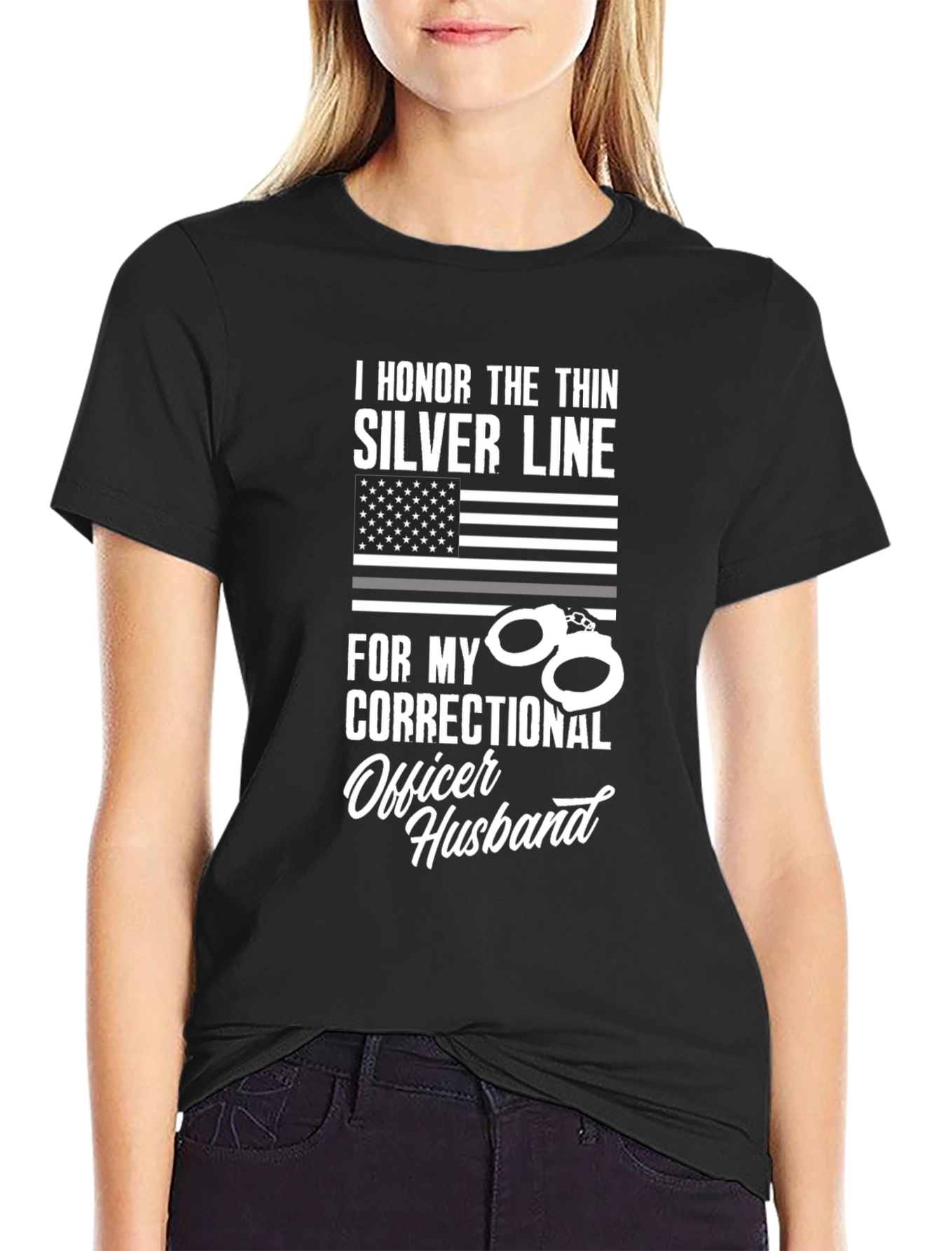 I Honor The Thin Silver Line Correctional Officer Husband T-Shirt