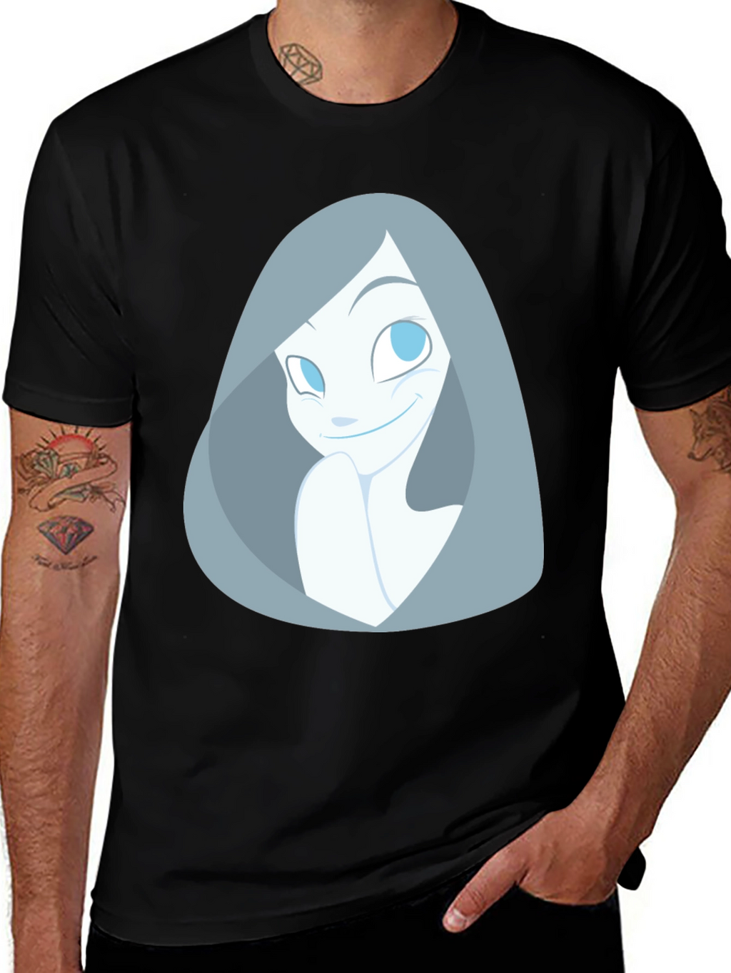 Cartoon Ghost Graphic Black T-Shirt