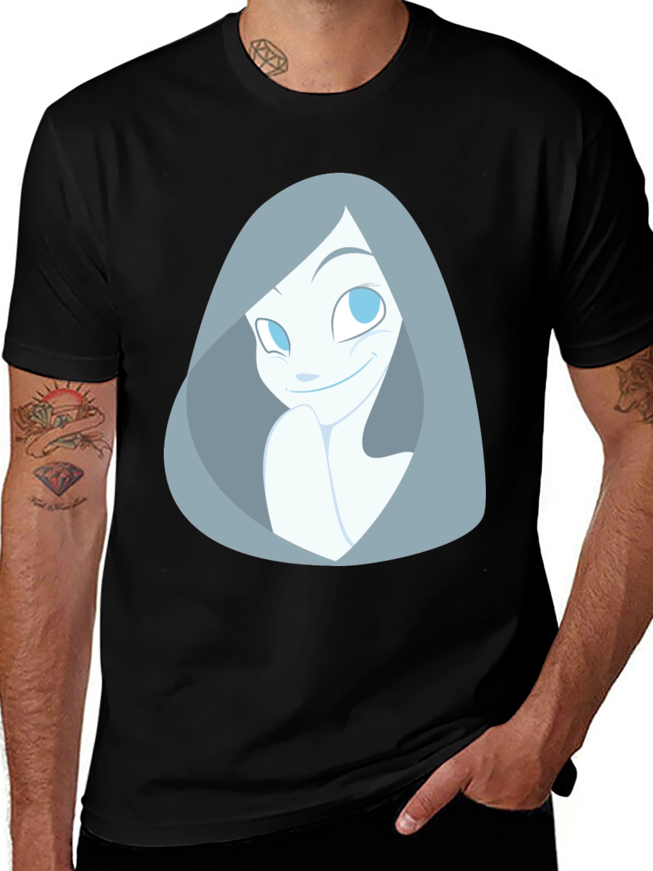 Cartoon Ghost Graphic Black T-Shirt
