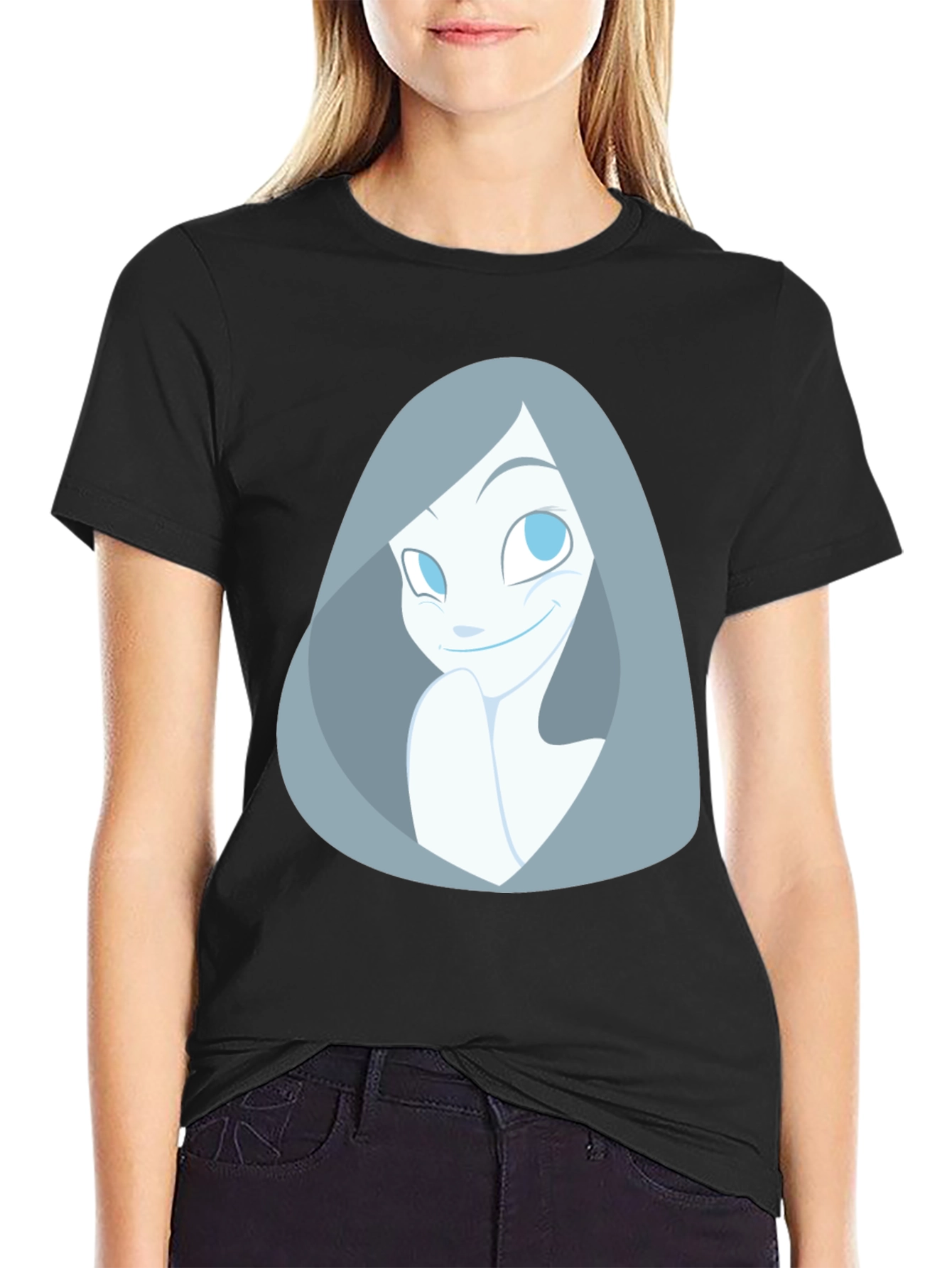 Cartoon Ghost Graphic Black T-Shirt