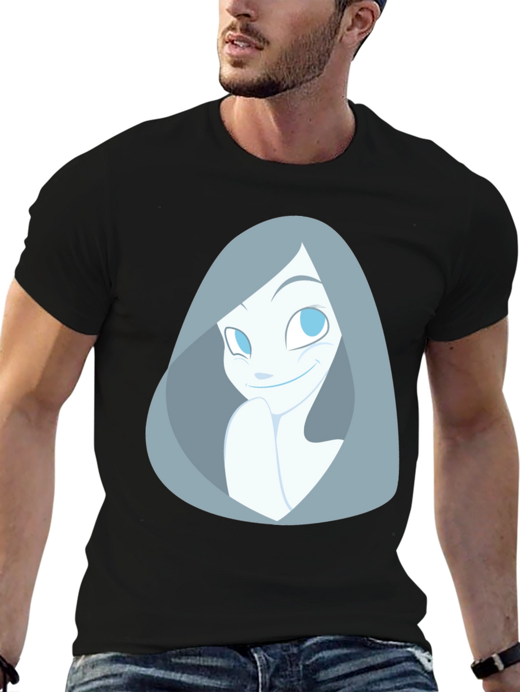 Cartoon Ghost Graphic Black T-Shirt