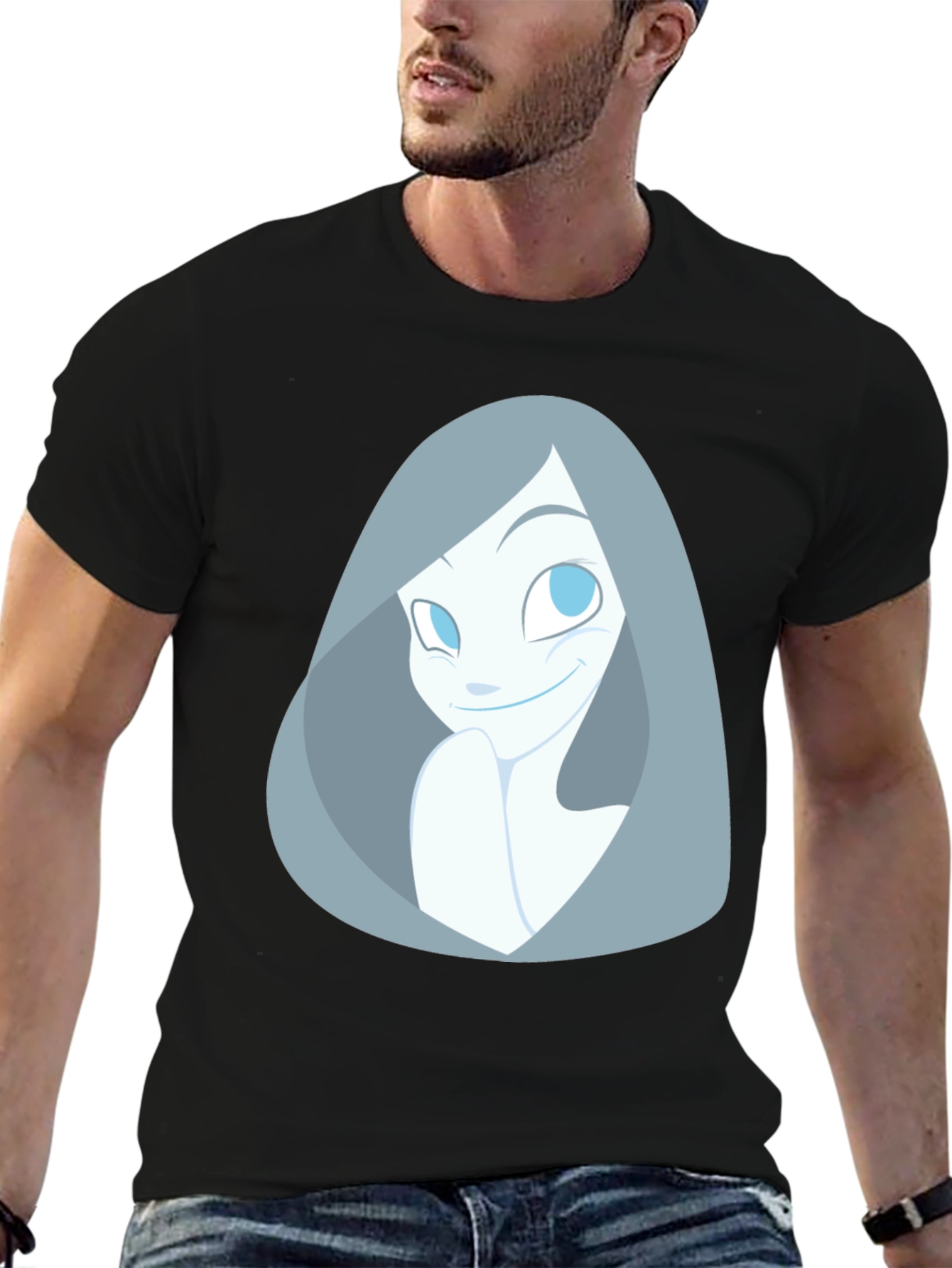 Cartoon Ghost Graphic Black T-Shirt