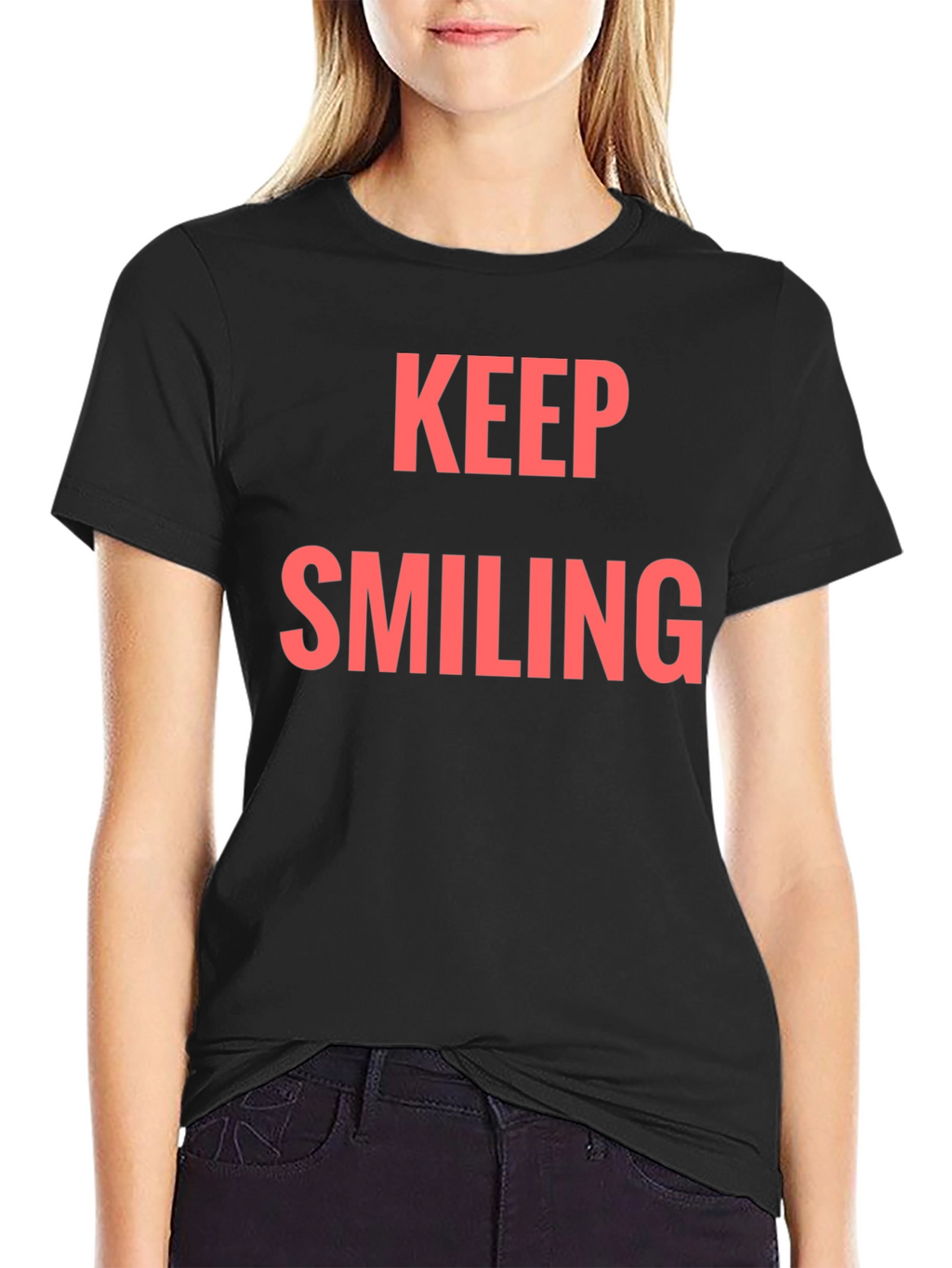 Keep Smiling Graphic Tee - Black Casual T-Shirt
