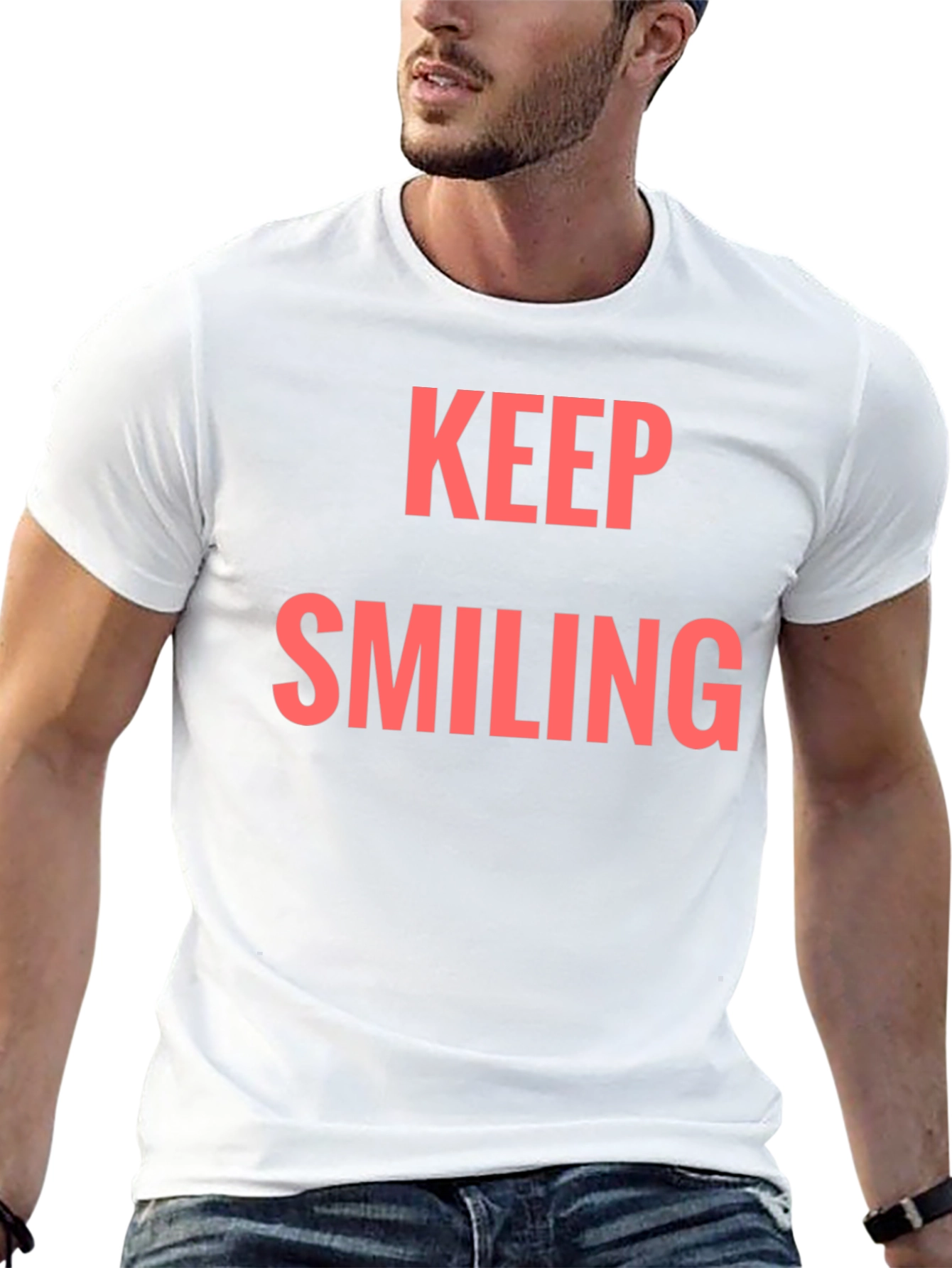 Keep Smiling Graphic Tee - Black Casual T-Shirt