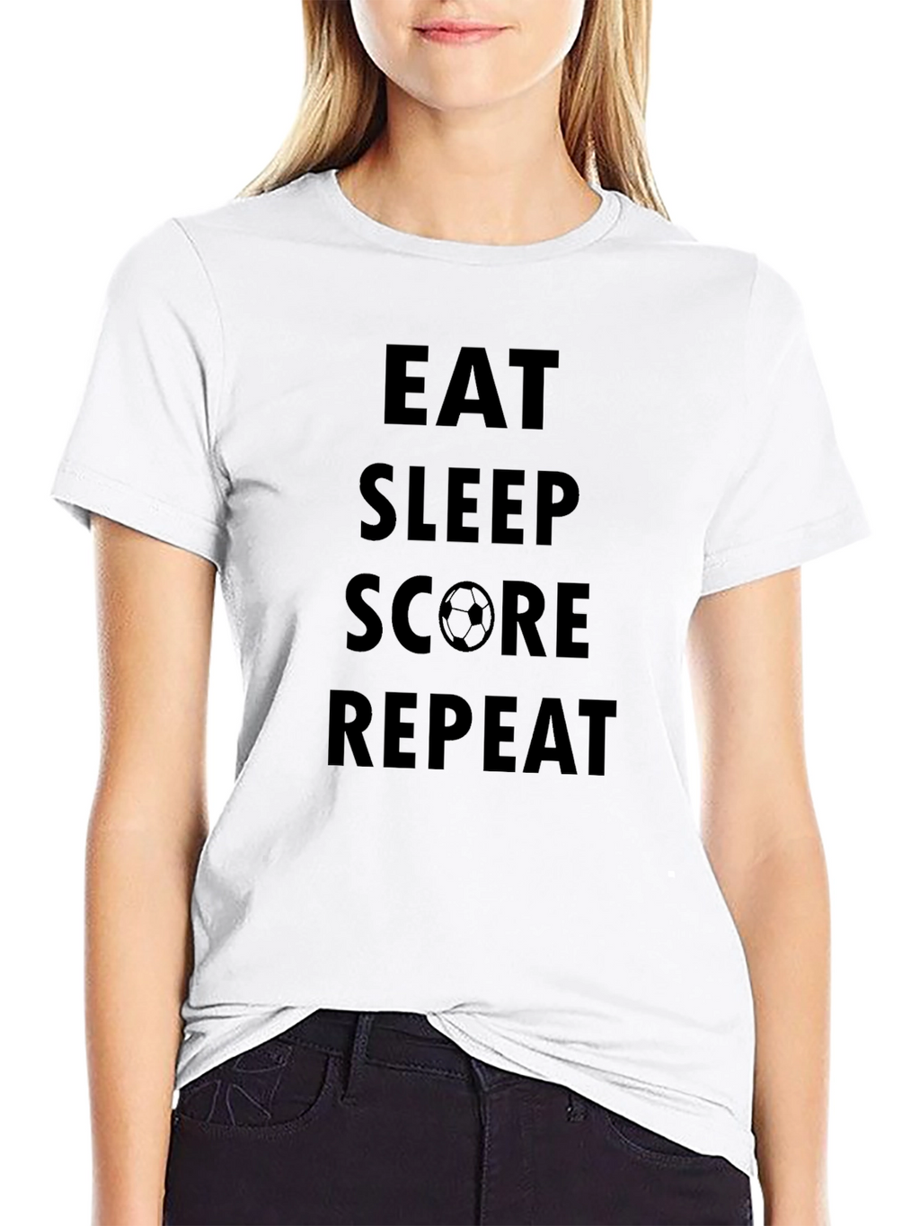 Eat Sleep Score Repeat Black T-Shirt
