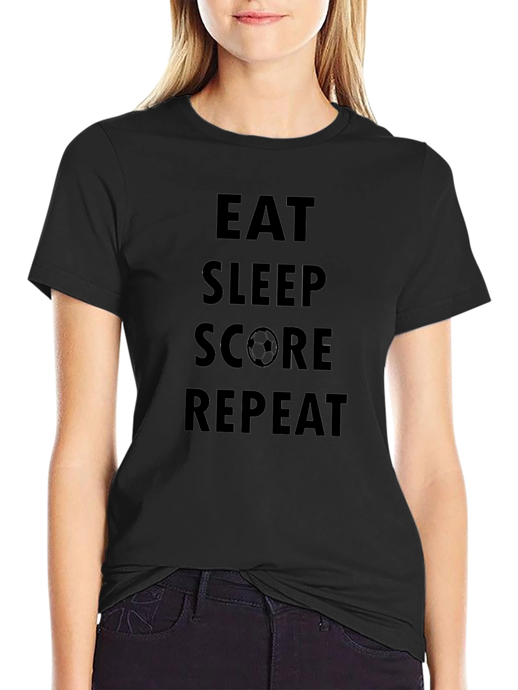 Eat Sleep Score Repeat Black T-Shirt