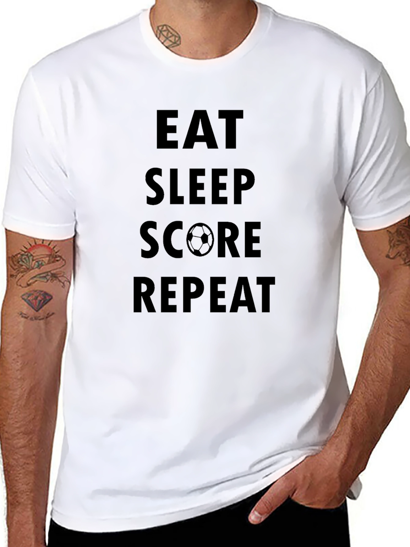 Eat Sleep Score Repeat Black T-Shirt
