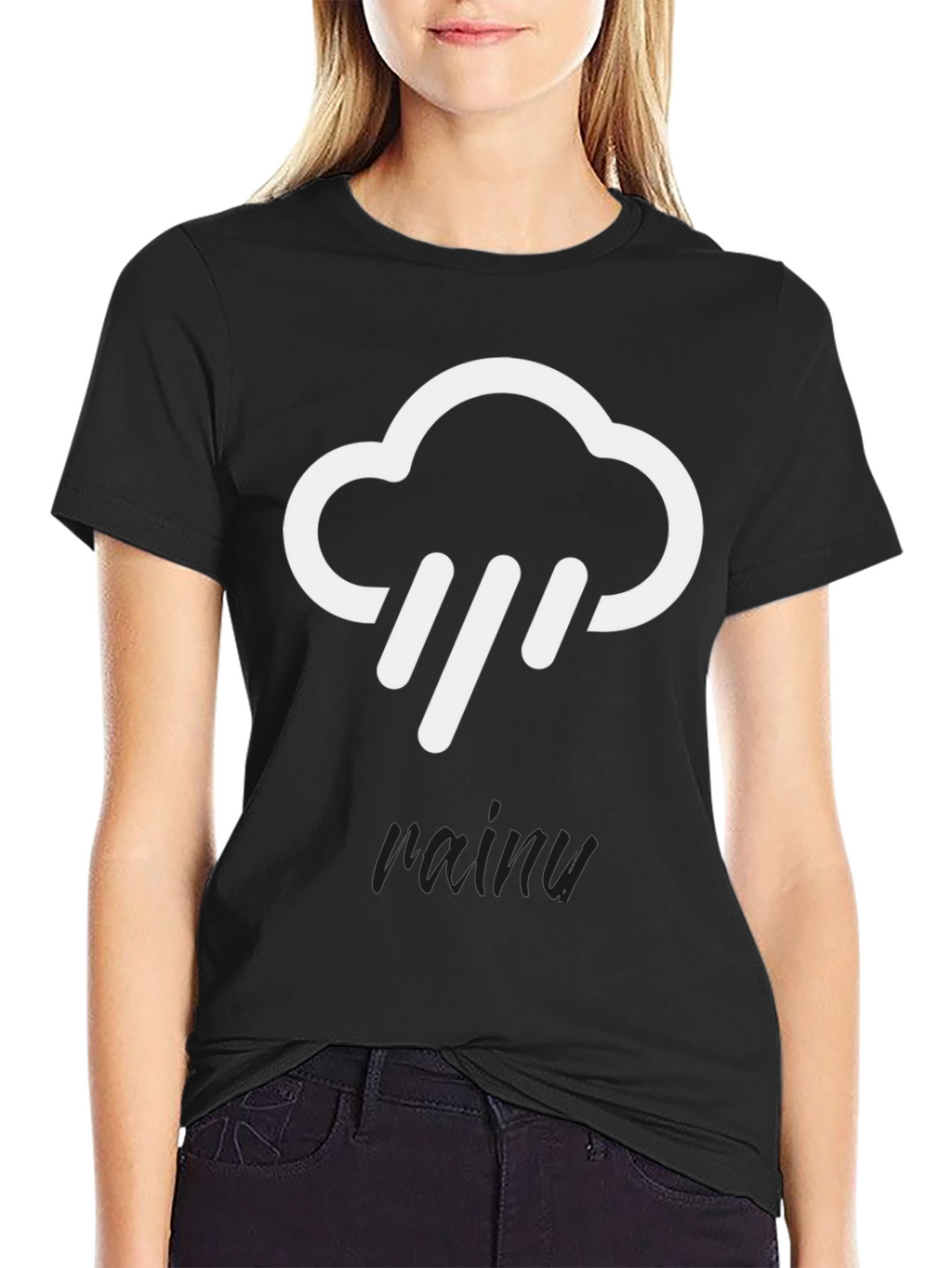 Rainy Cloud Graphic Tee - Black Cotton T-Shirt