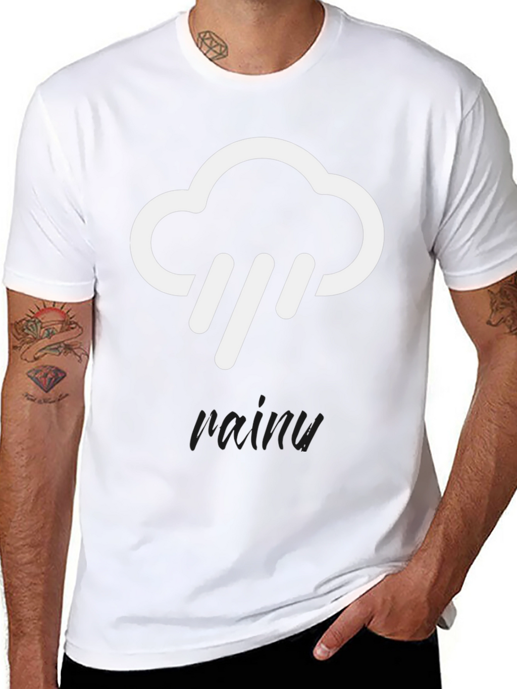 Rainy Cloud Graphic Tee - Black Cotton T-Shirt