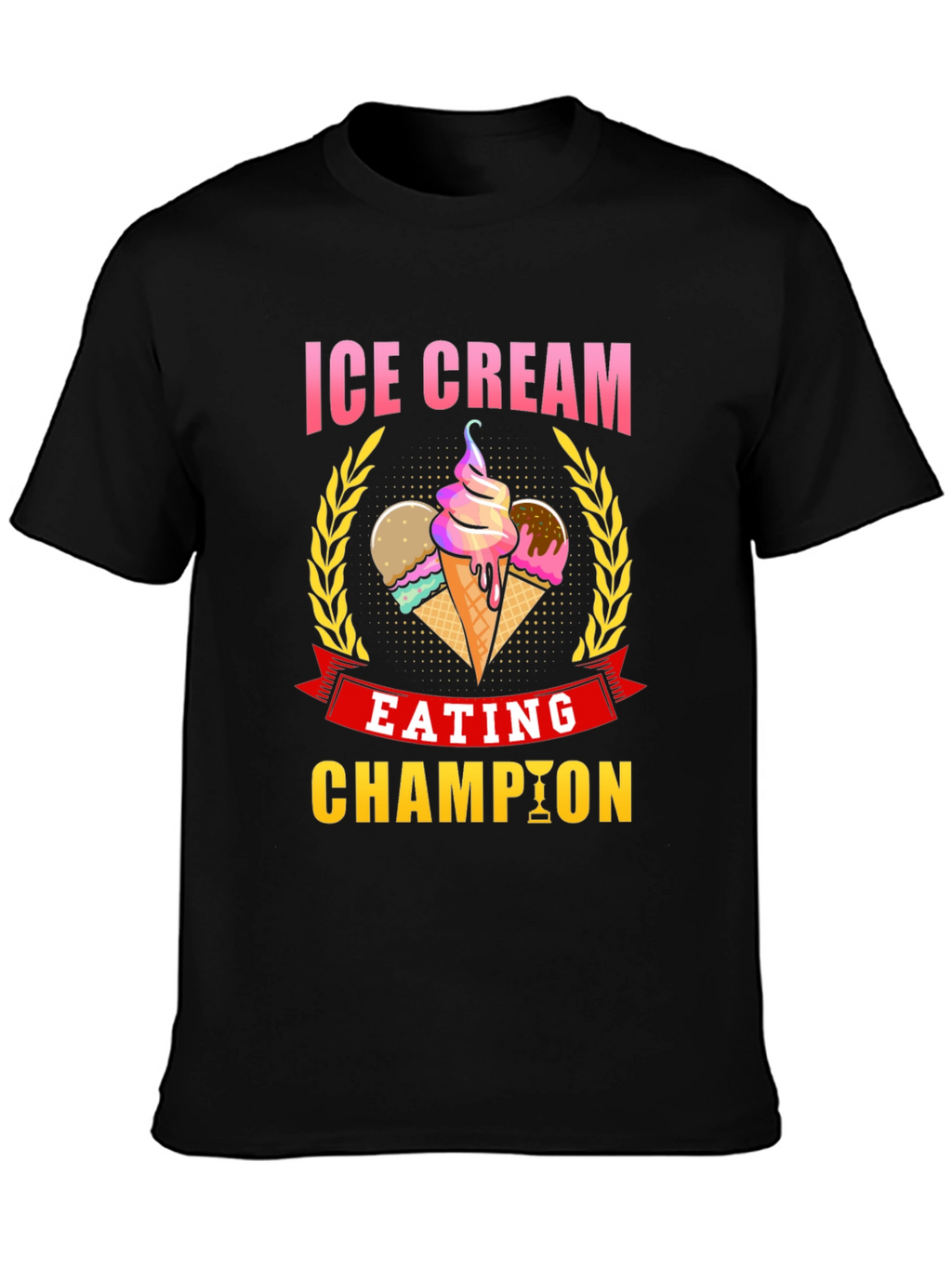 Ice Cream Eating Champion Black T-Shirt