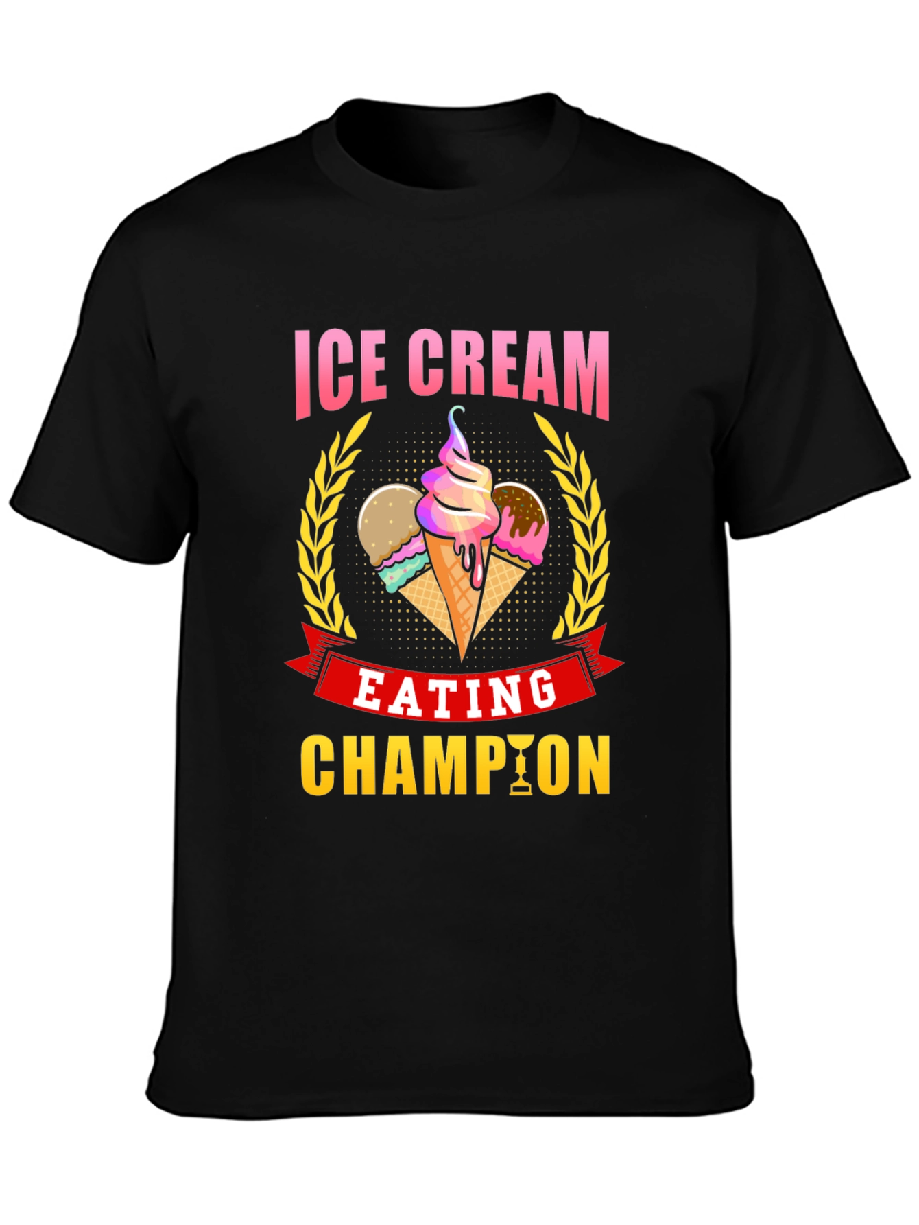 Ice Cream Eating Champion Black T-Shirt