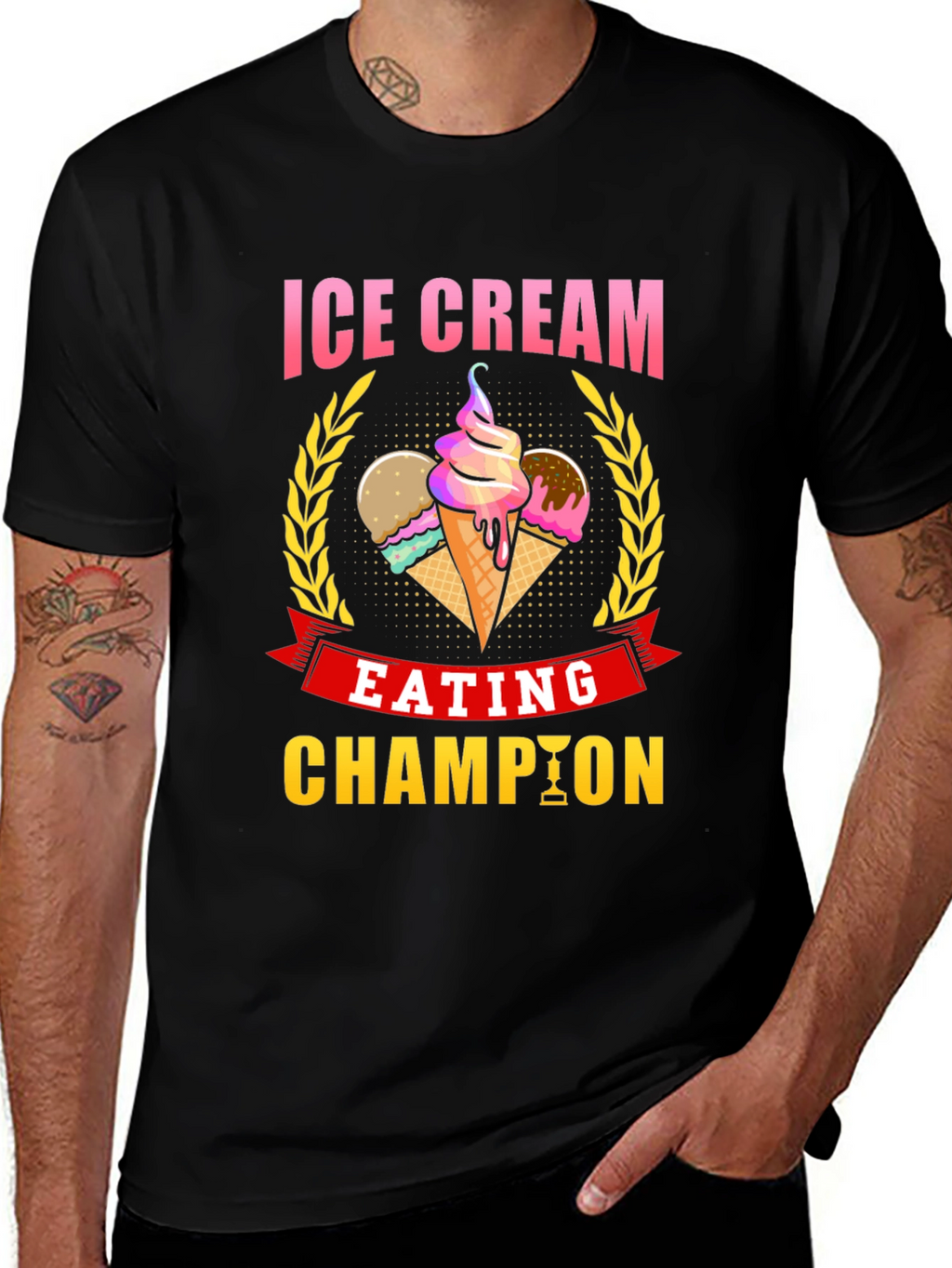 Ice Cream Eating Champion Black T-Shirt