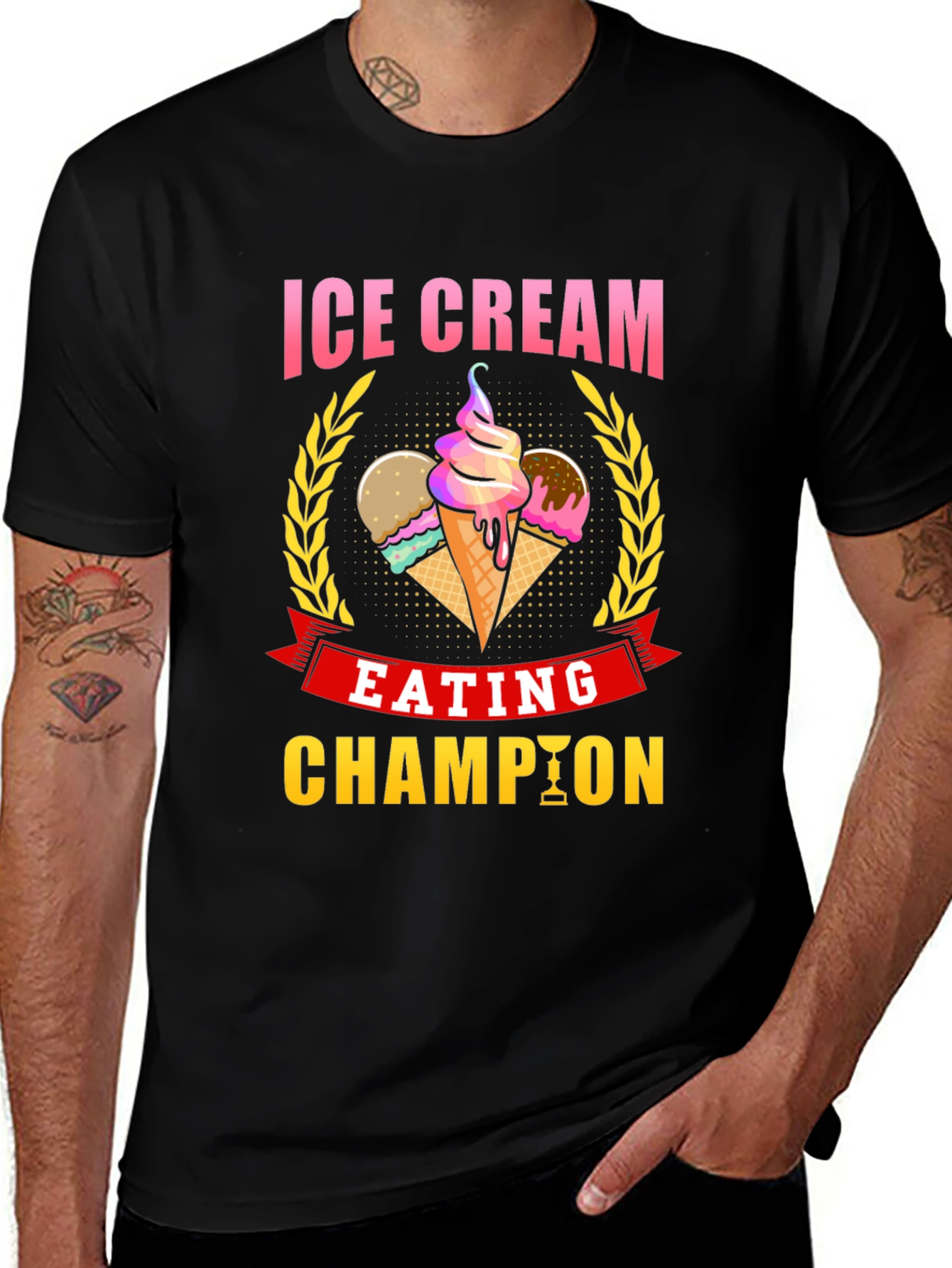 Ice Cream Eating Champion Black T-Shirt