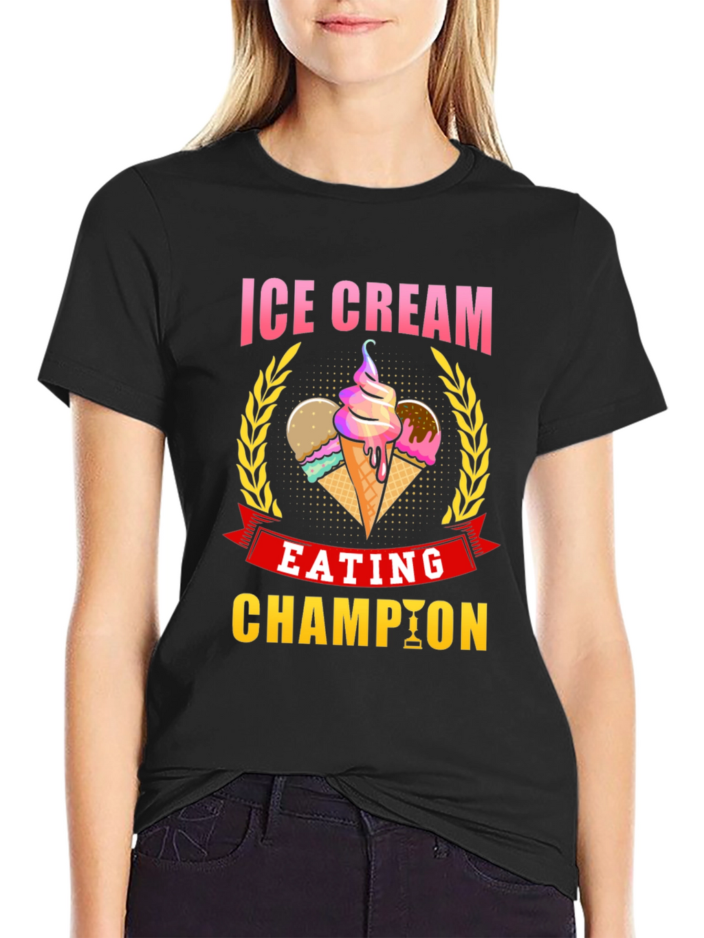 Ice Cream Eating Champion Black T-Shirt