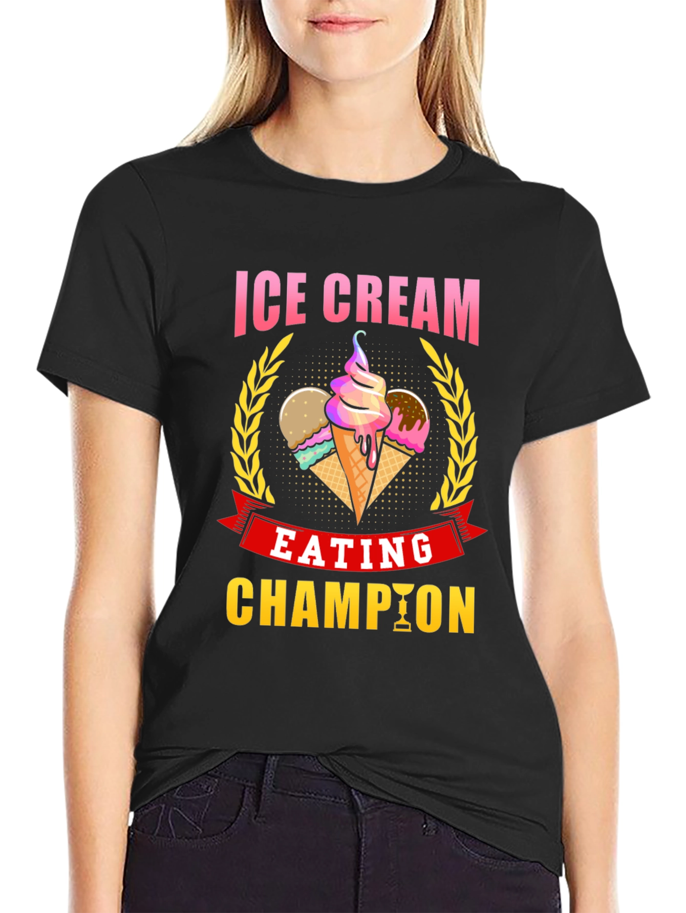 Ice Cream Eating Champion Black T-Shirt