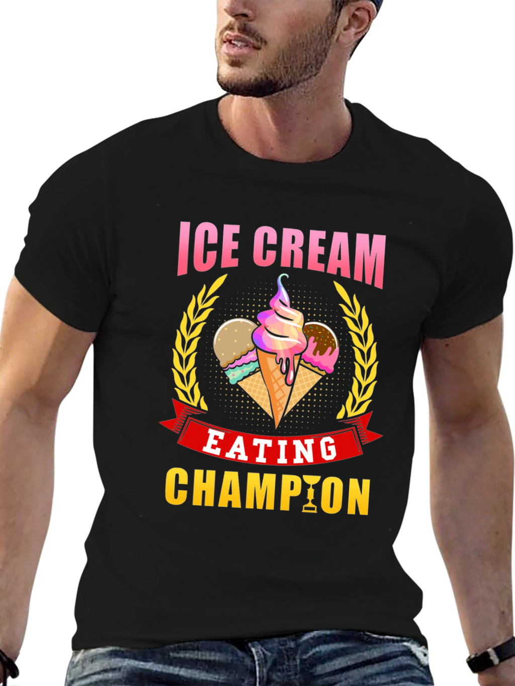 Ice Cream Eating Champion Black T-Shirt