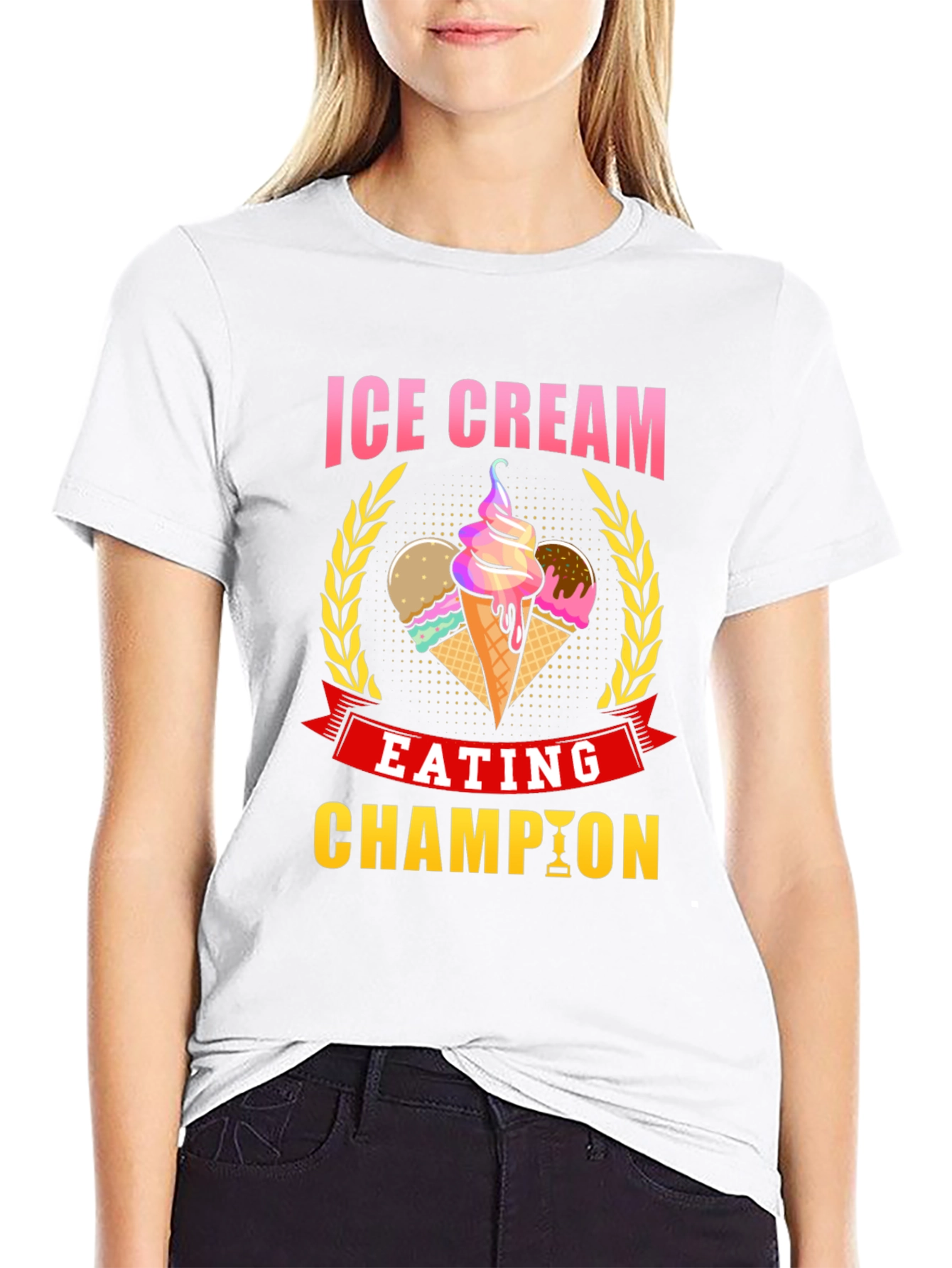 Ice Cream Eating Champion Black T-Shirt