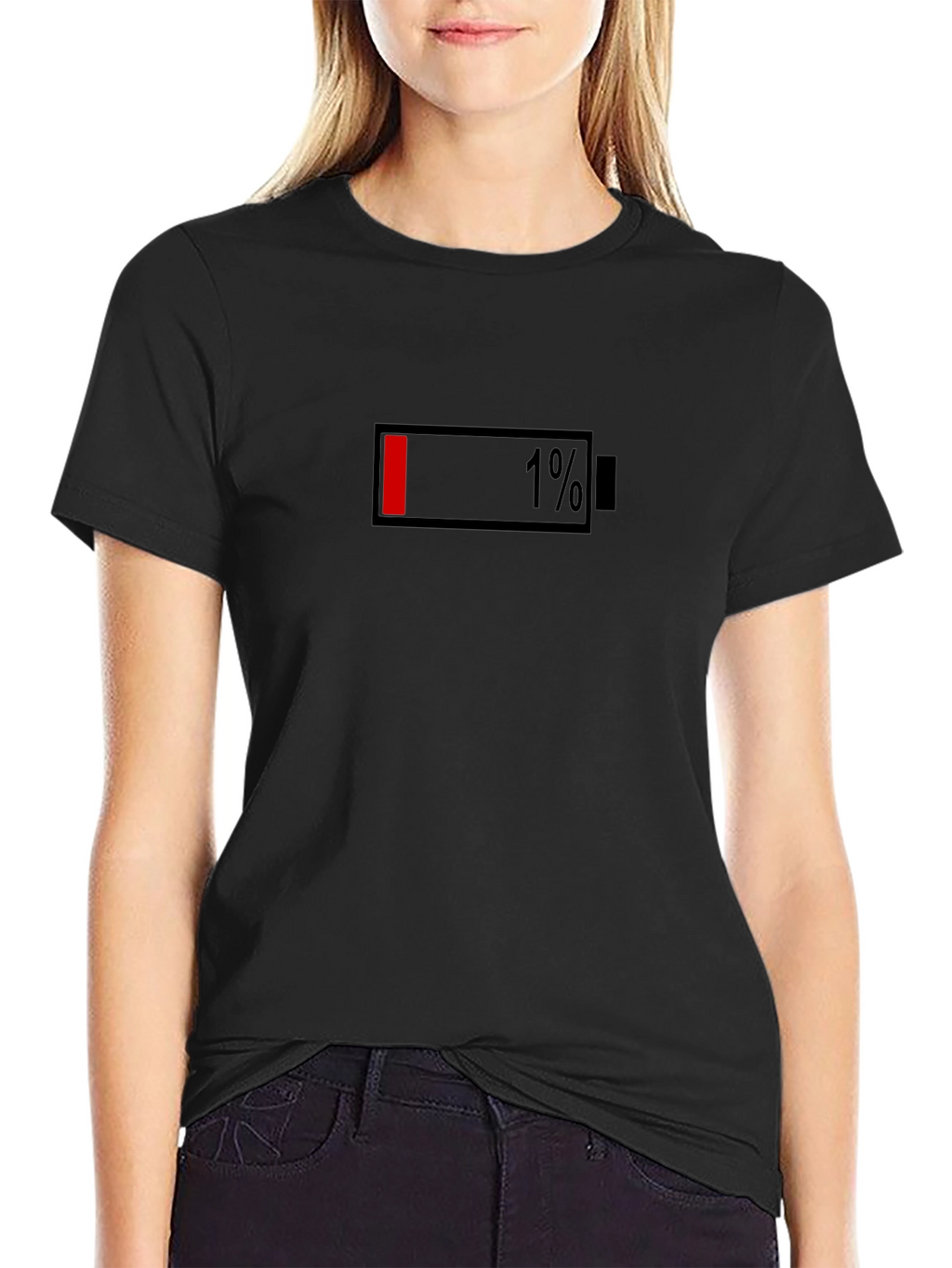 1% Battery Life Graphic T-Shirt - Black