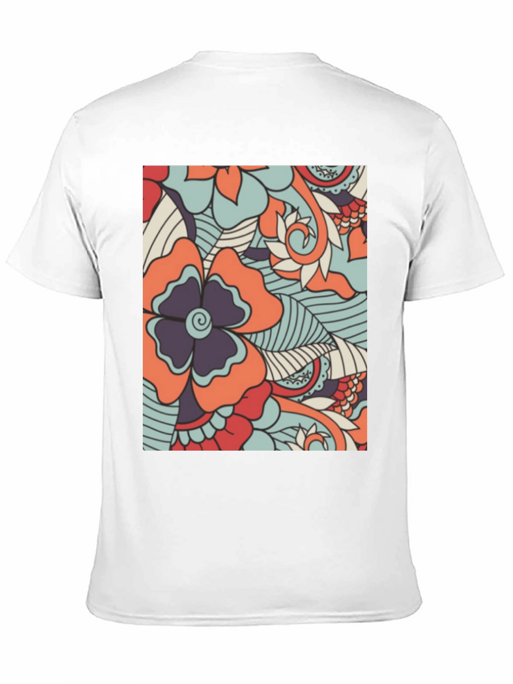 Floral Pattern Mens Black T-Shirt