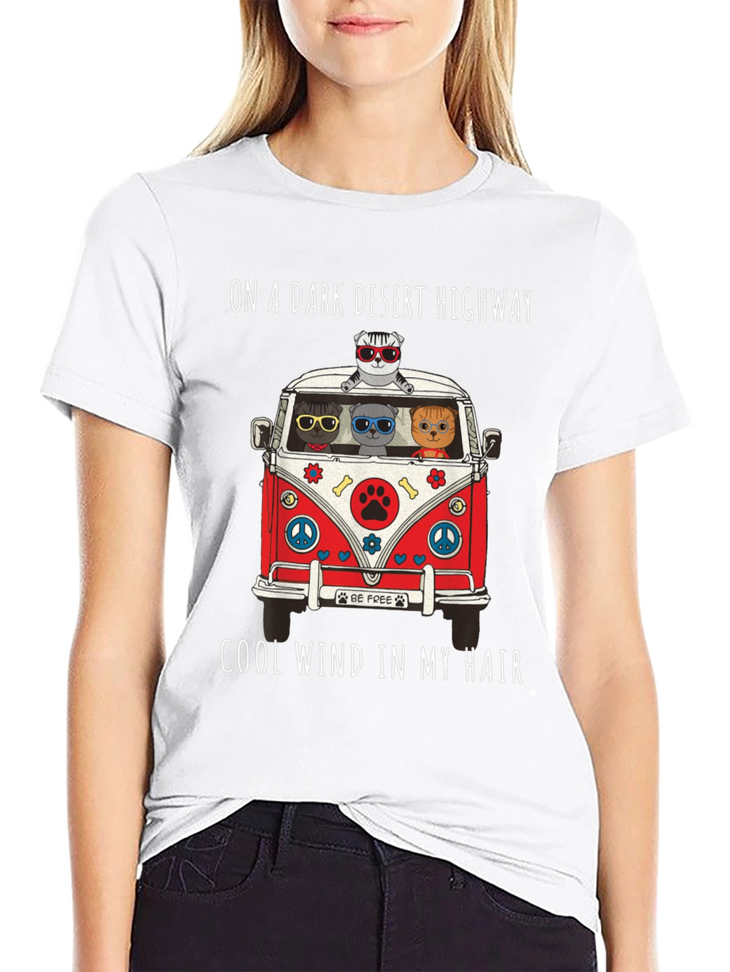 Cats in a Van T-Shirt: Desert Highway Cool