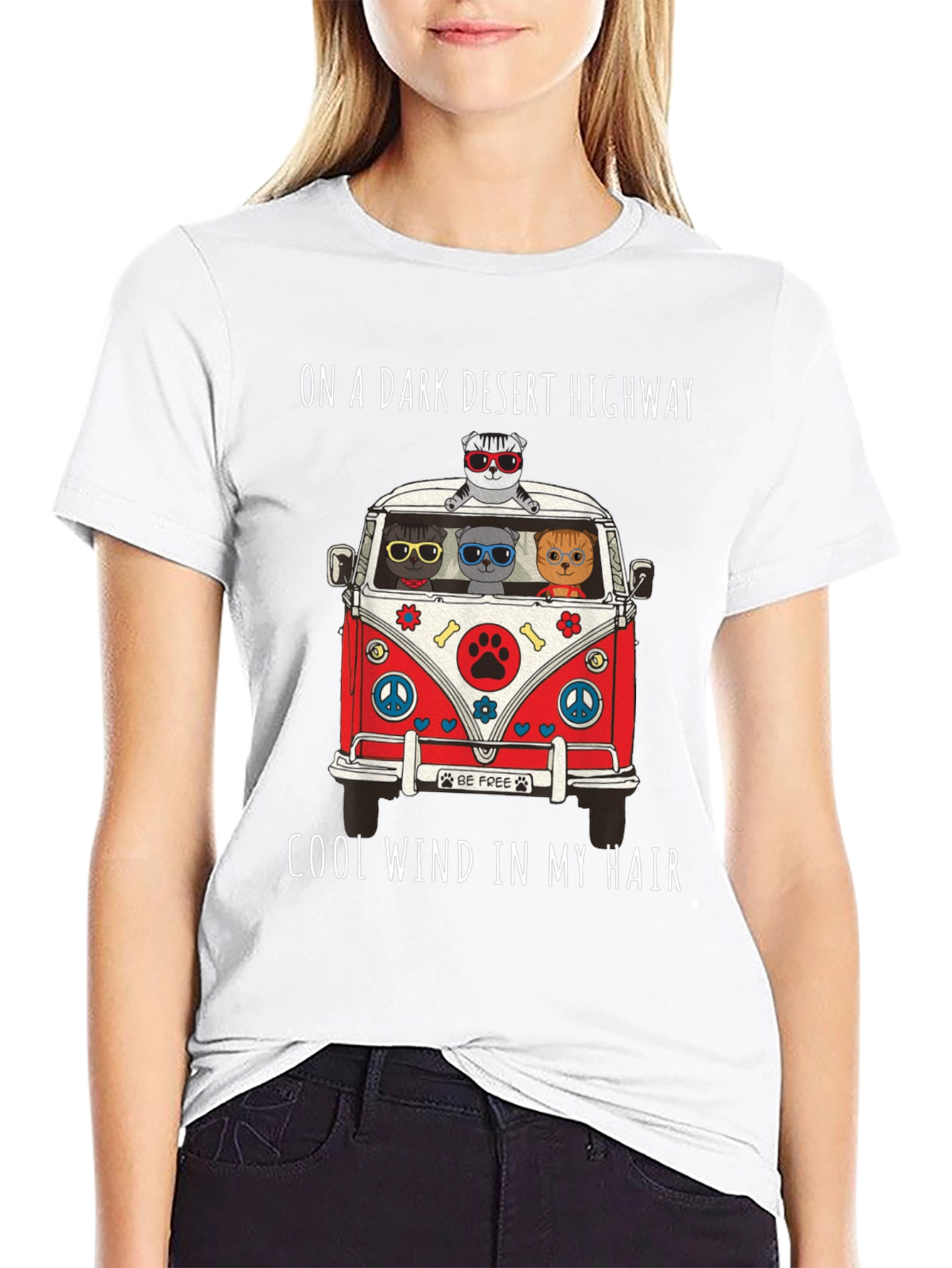 Cats in a Van T-Shirt: Desert Highway Cool