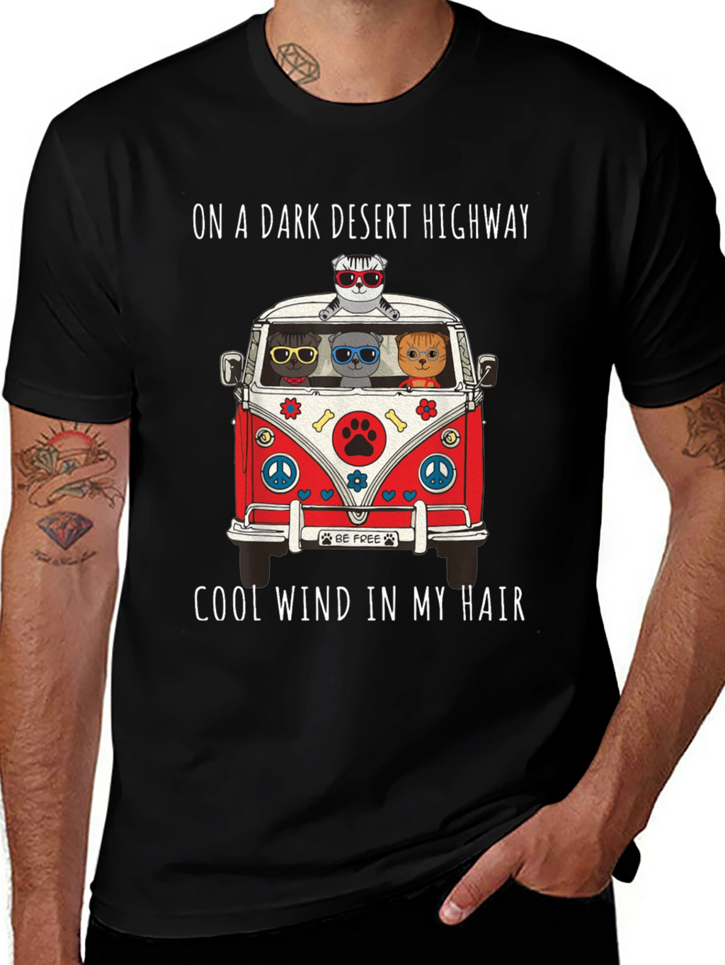 Cats in a Van T-Shirt: Desert Highway Cool