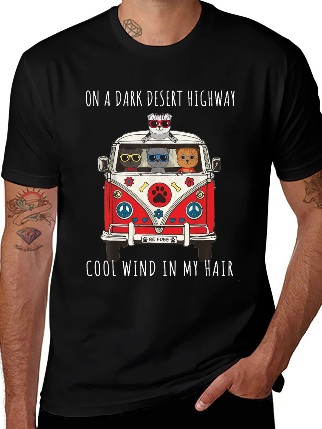 Cats in a Van T-Shirt: Desert Highway Cool