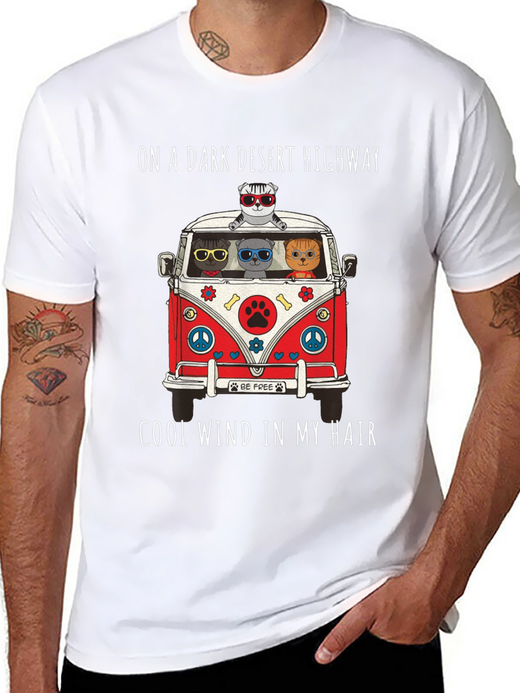 Cats in a Van T-Shirt: Desert Highway Cool