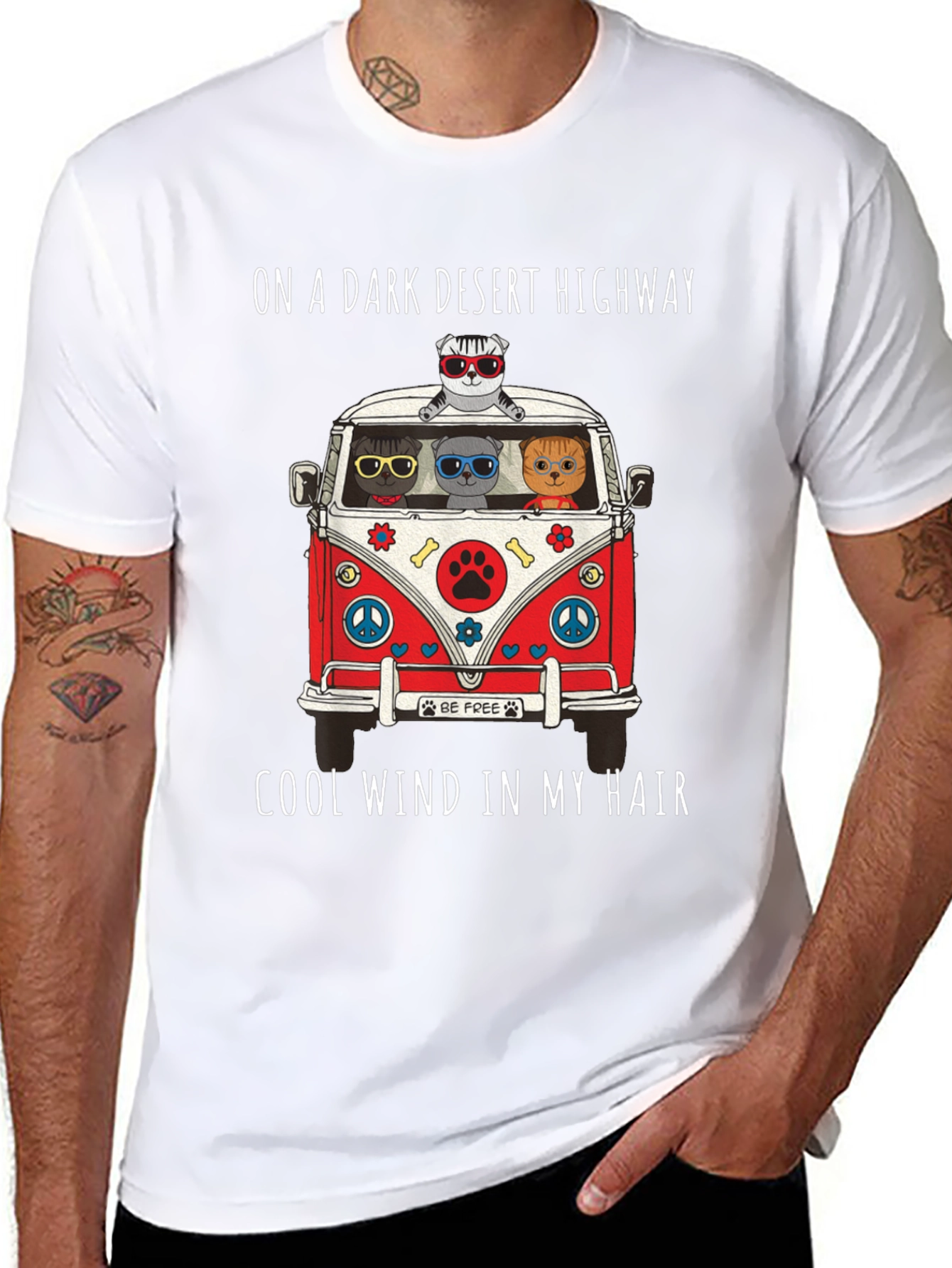 Cats in a Van T-Shirt: Desert Highway Cool