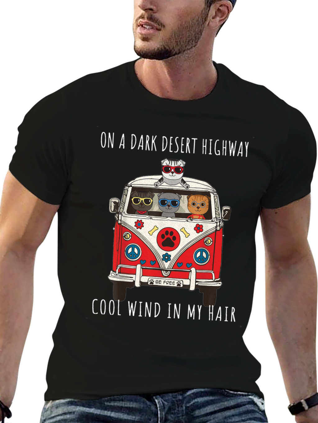 Cats in a Van T-Shirt: Desert Highway Cool
