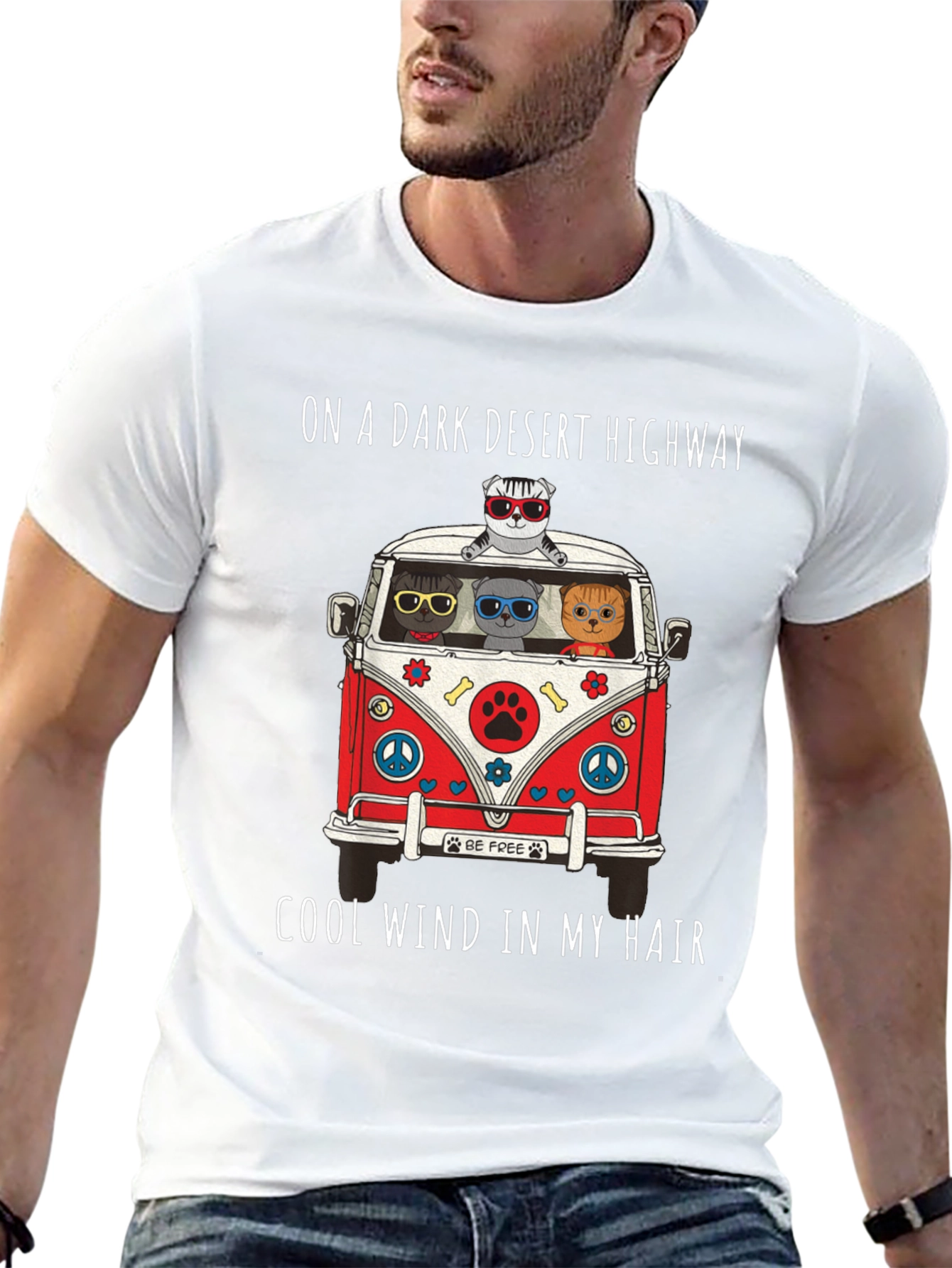 Cats in a Van T-Shirt: Desert Highway Cool