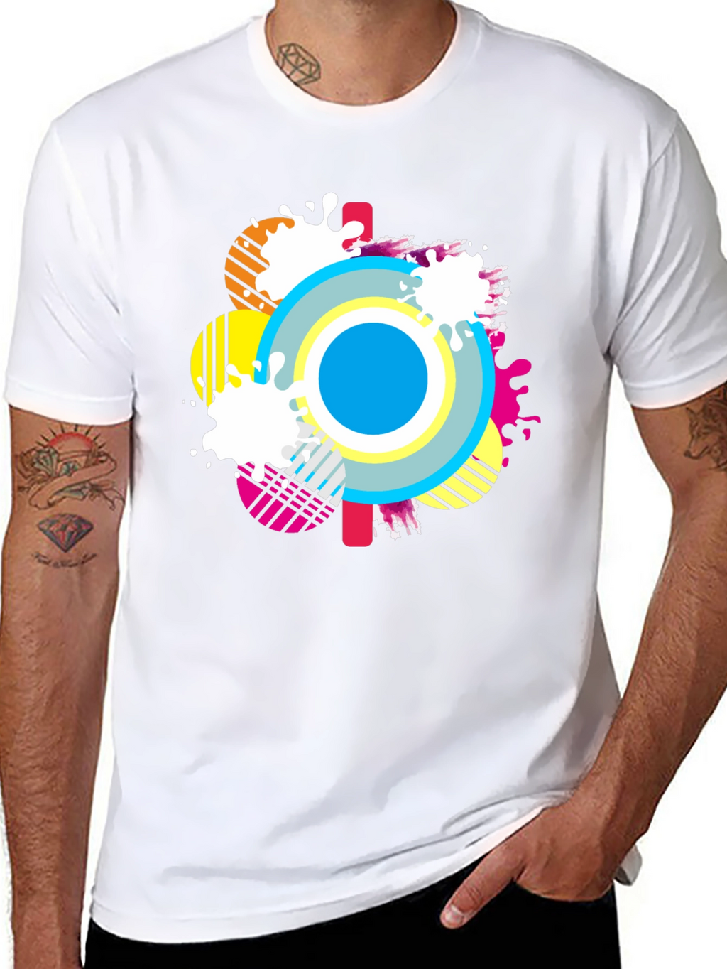 Abstract Graphic Tee - Mens Casual Black T-Shirt