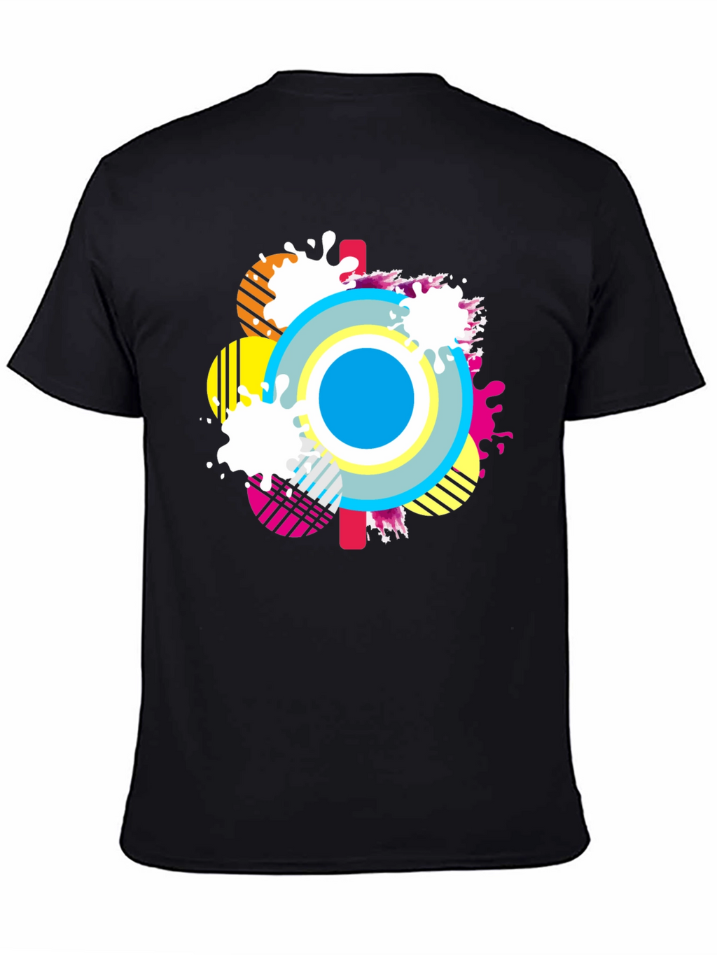 Abstract Graphic Tee - Mens Casual Black T-Shirt