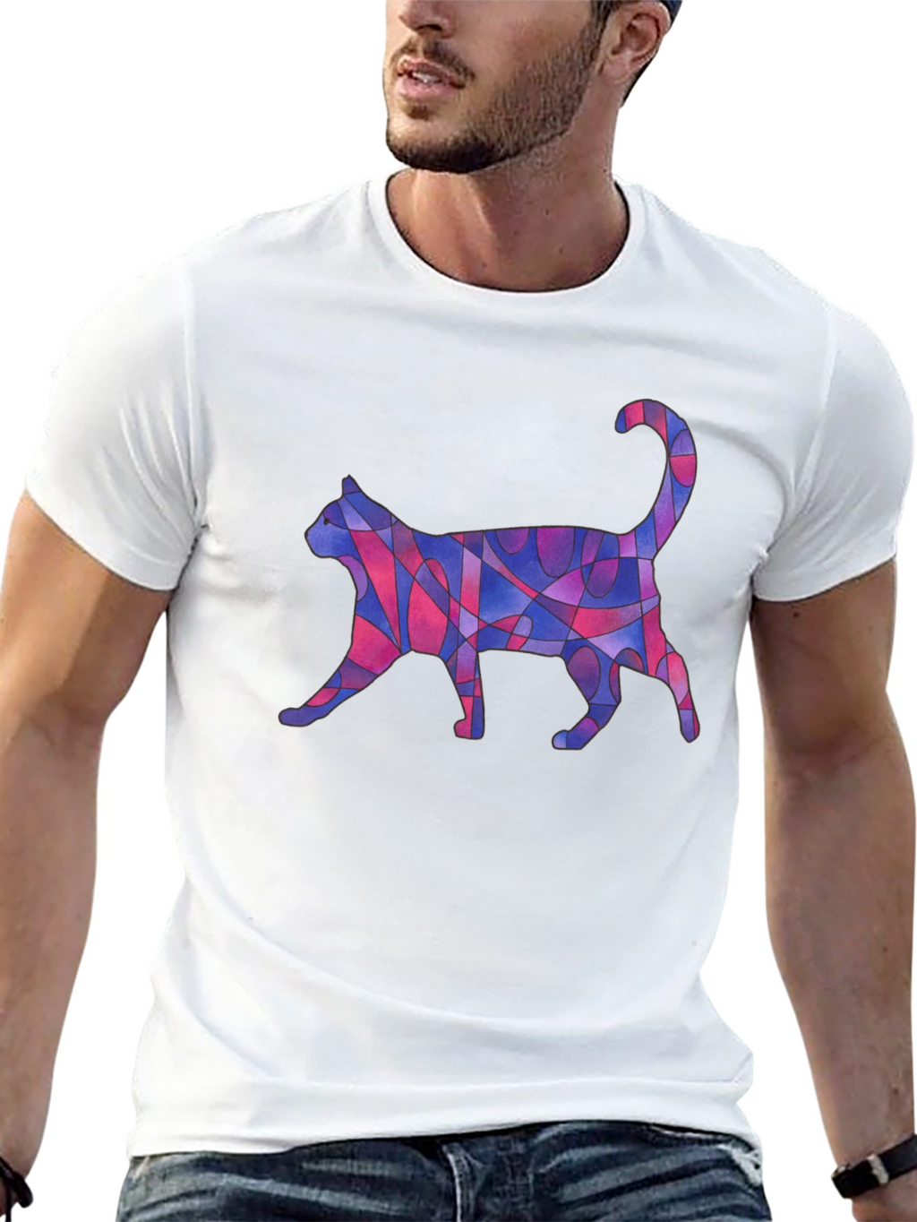 Abstract Cat Art Graphic T-Shirt