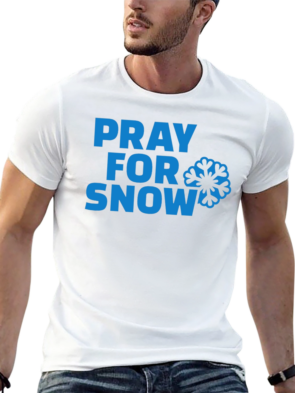 Pray for Snow T-Shirt - Blue Graphic Tee