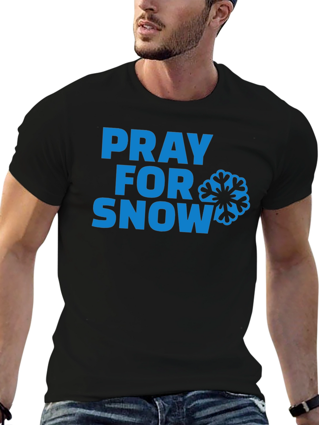Pray for Snow T-Shirt - Blue Graphic Tee